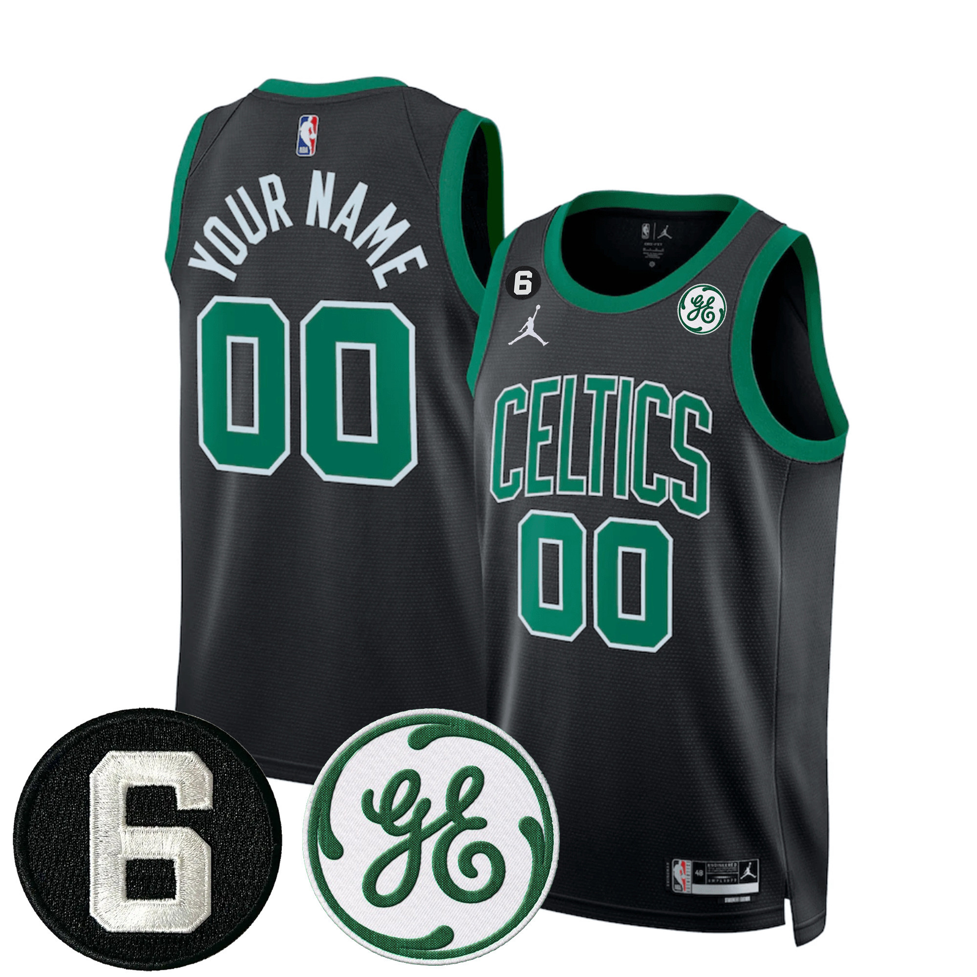 Boston Celtics Bill Russell & John Havlicek Patch Custom Jersey - All Stitched - Image 3