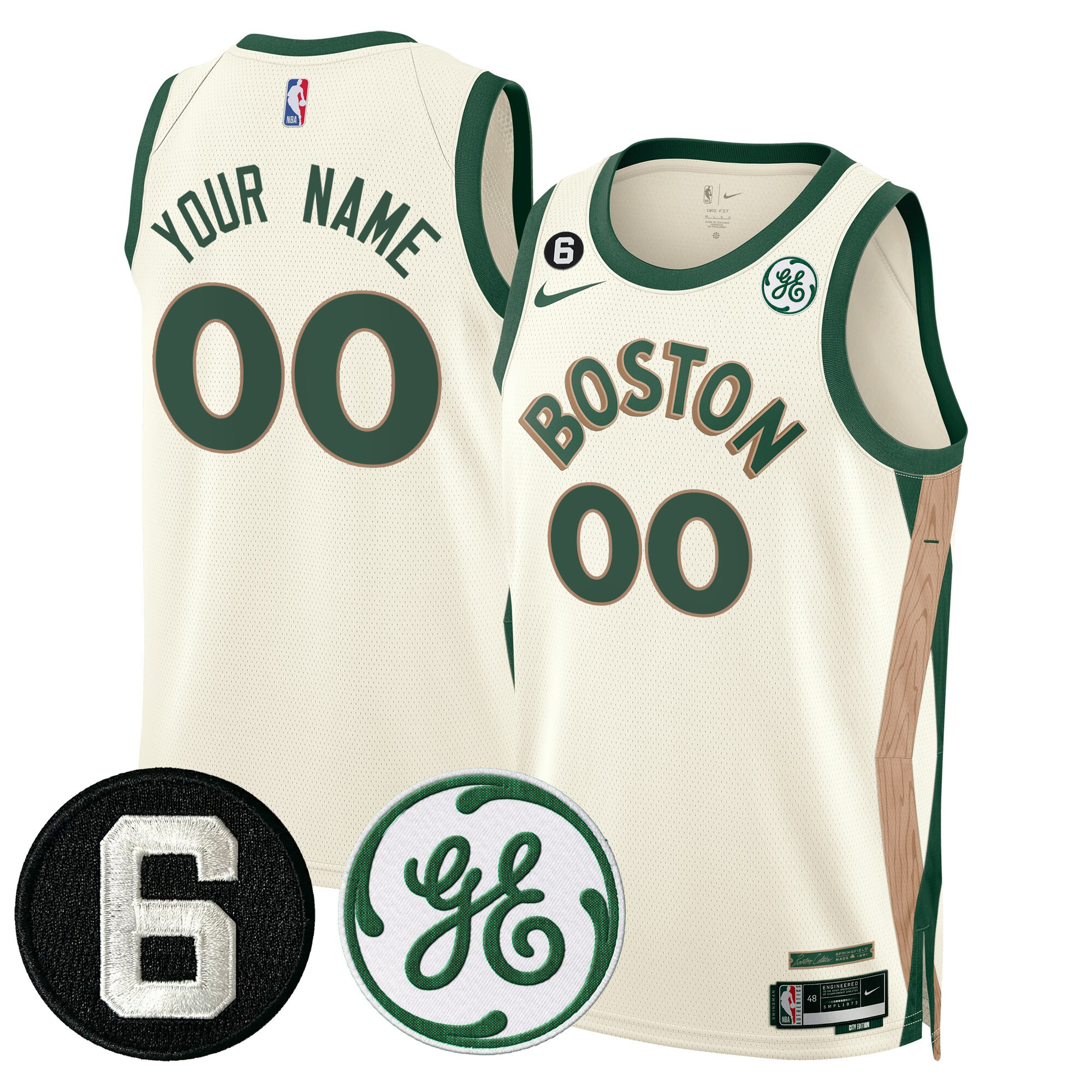 Boston Celtics Bill Russell & John Havlicek Patch Custom Jersey - All Stitched - Image 6
