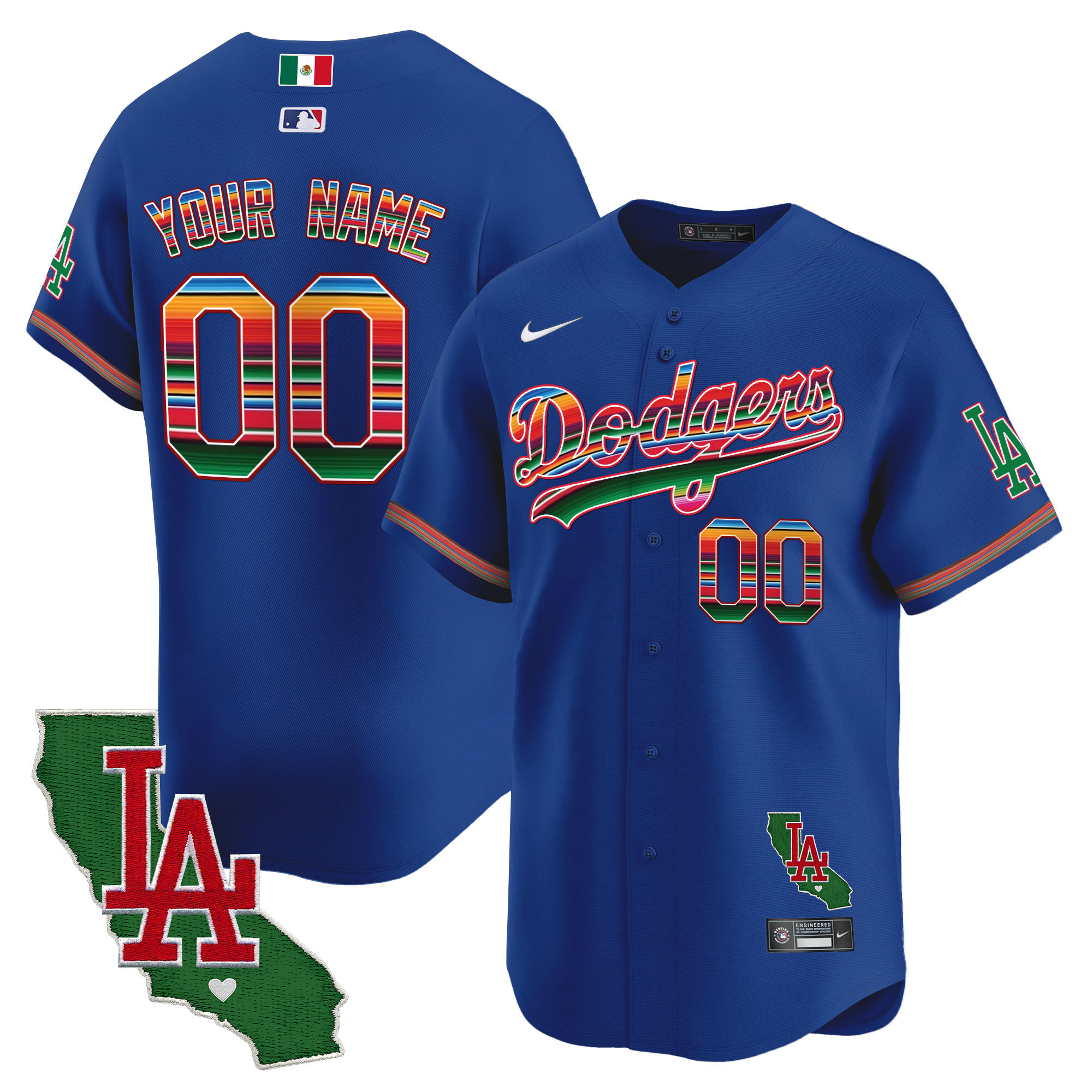 Dodgers Mexico California Patch Vapor Premier Limited Custom Jersey V2 - All Stitched - Image 2