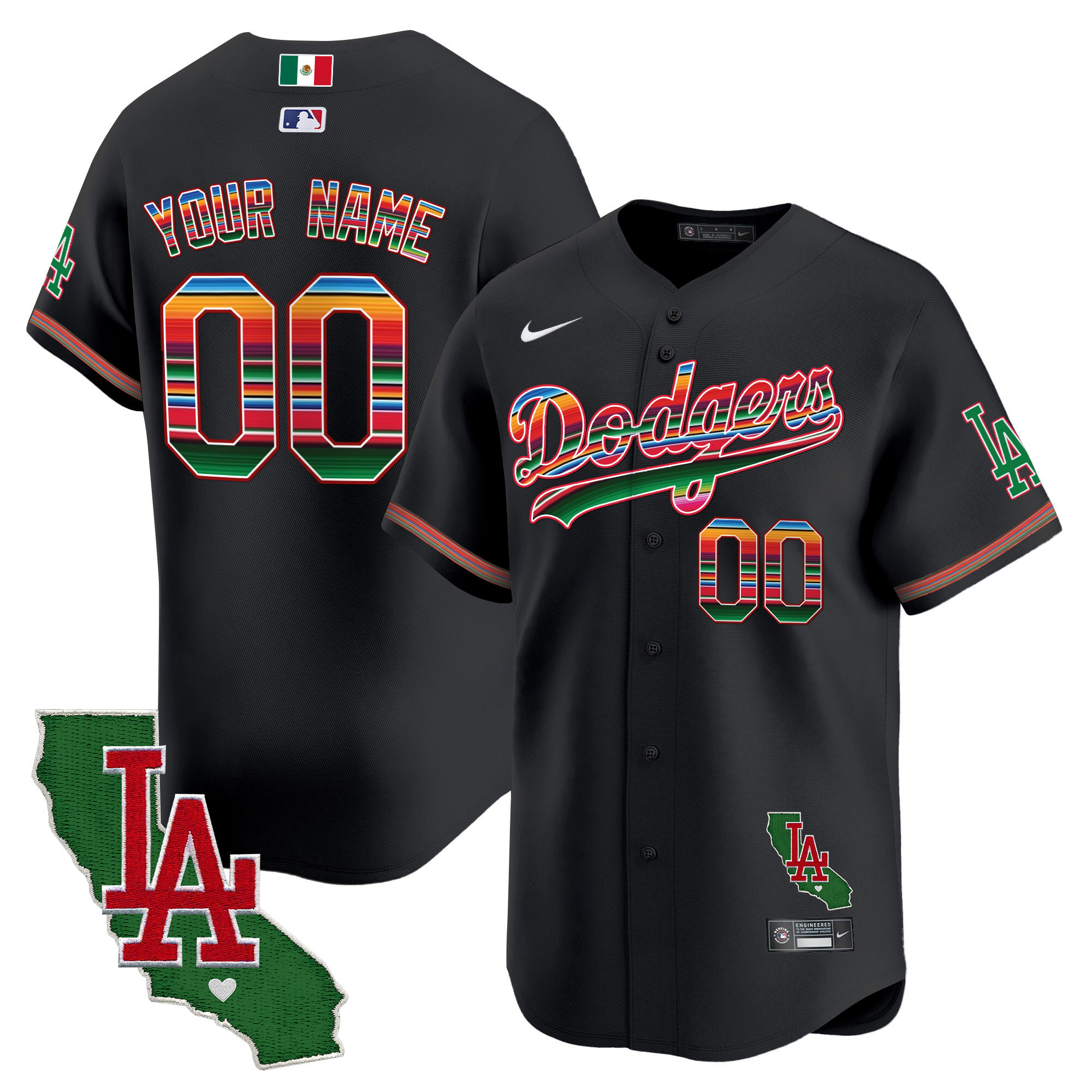 Dodgers Mexico California Patch Vapor Premier Limited Custom Jersey V2 - All Stitched - Image 3
