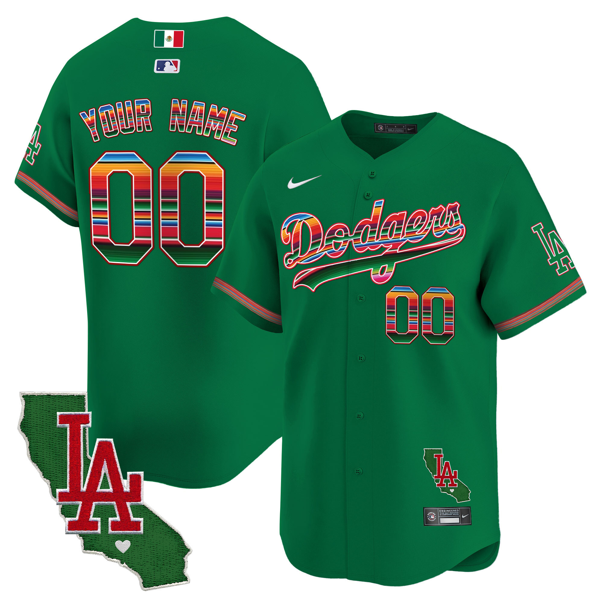 Dodgers Mexico California Patch Vapor Premier Limited Custom Jersey V2 - All Stitched - Image 5