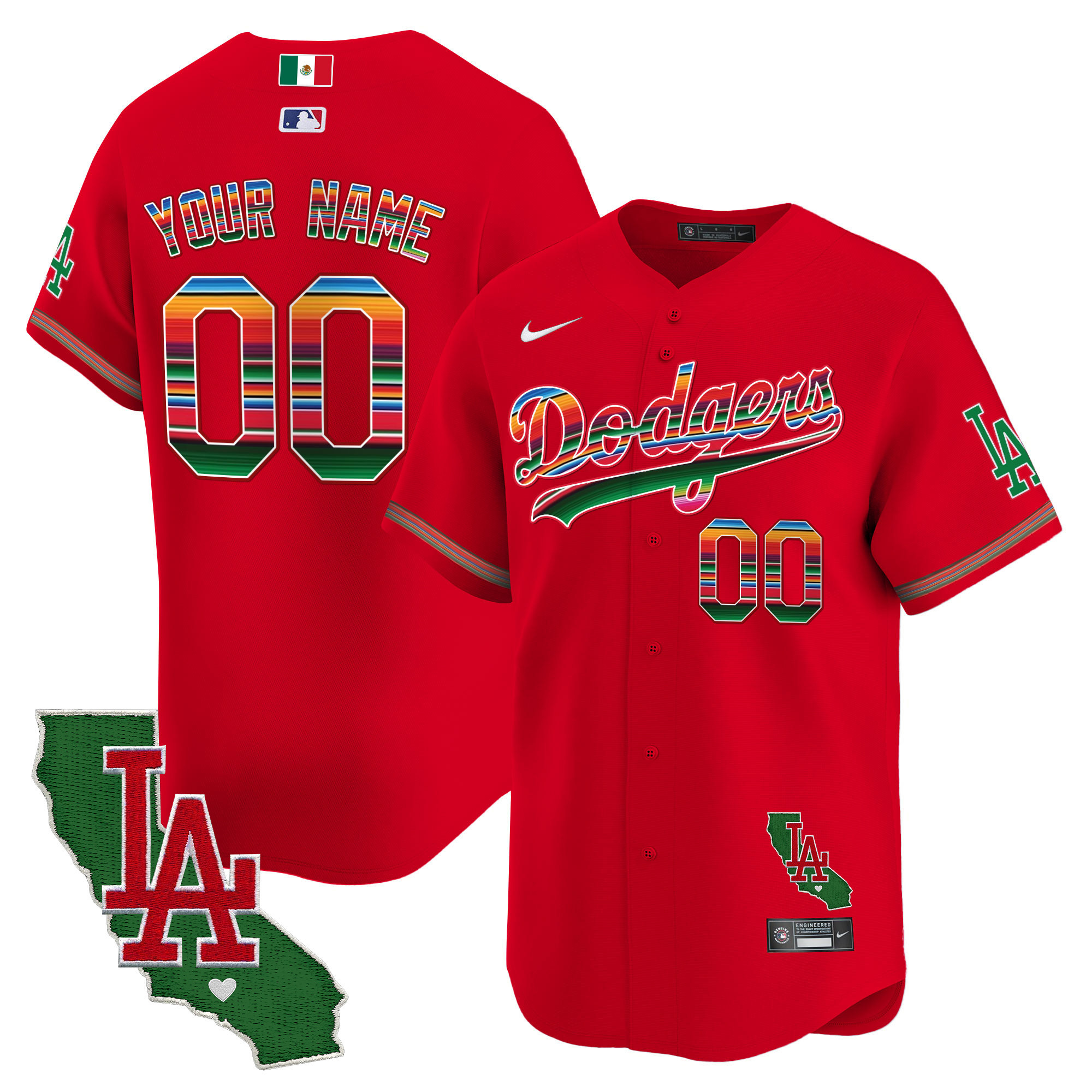 Dodgers Mexico California Patch Vapor Premier Limited Custom Jersey V2 - All Stitched - Image 6
