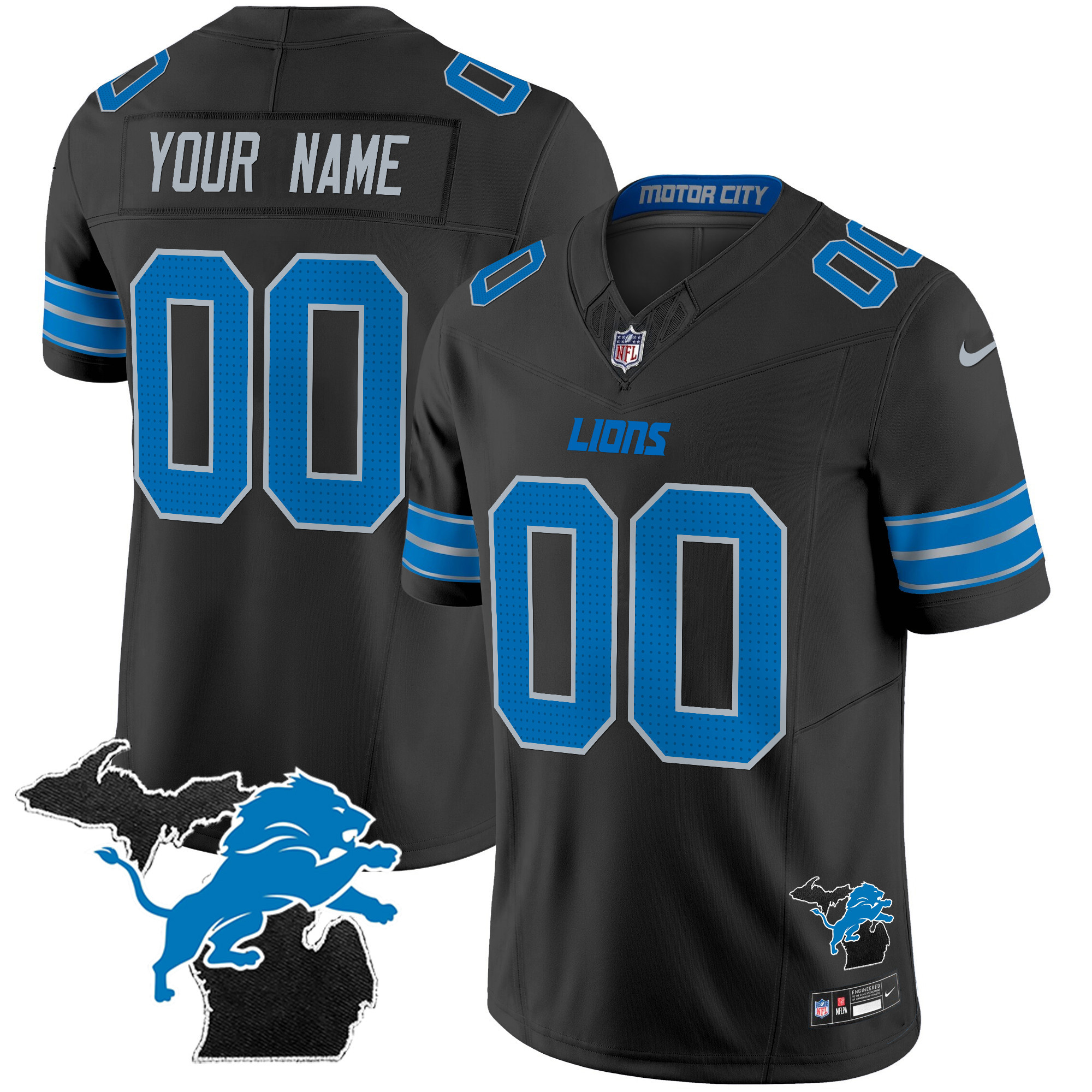 Detroit Lions 2024 Michigan Patch Vapor Limited Custom Jersey - All Stitched - Image 2