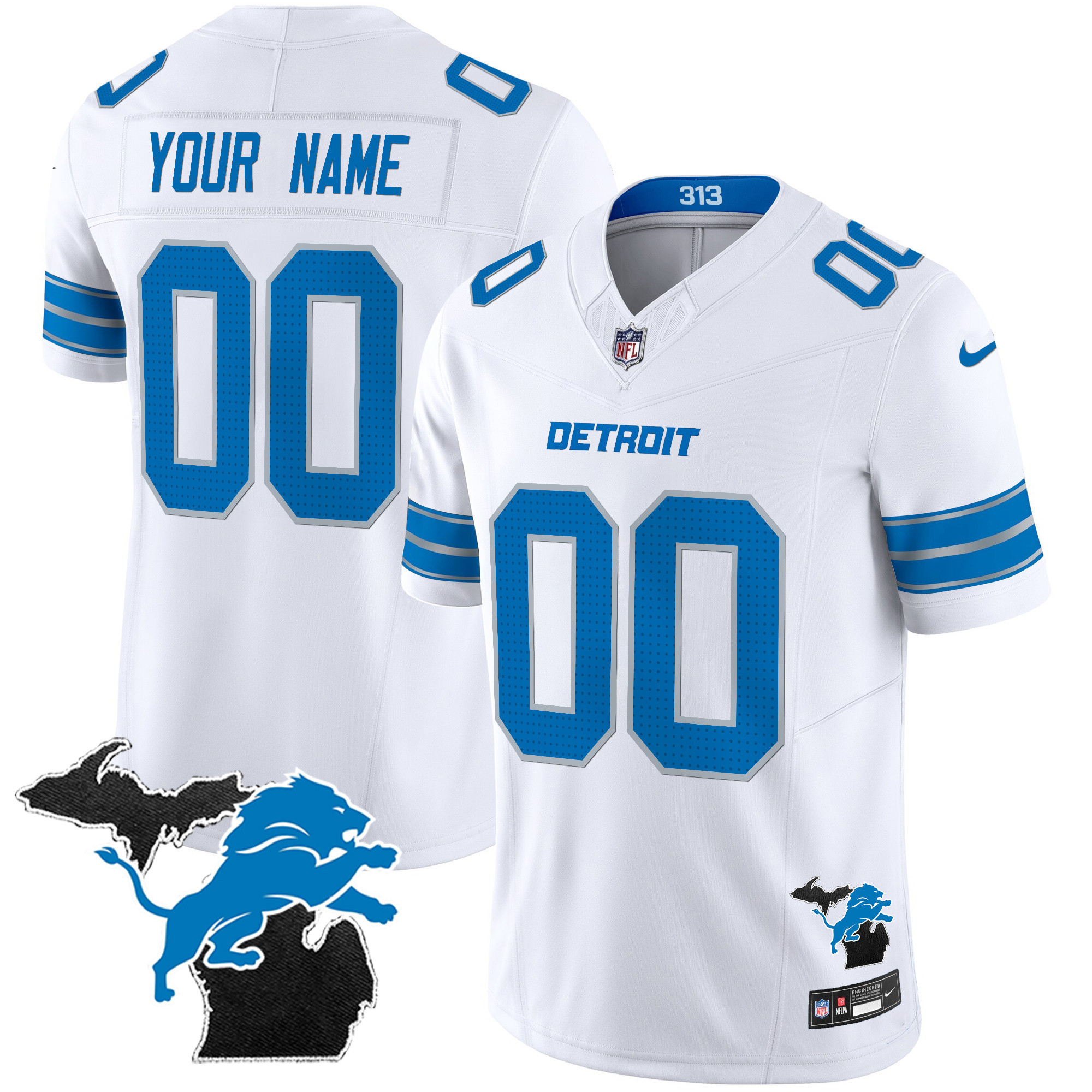 Detroit Lions 2024 Michigan Patch Vapor Limited Custom Jersey - All Stitched - Image 3
