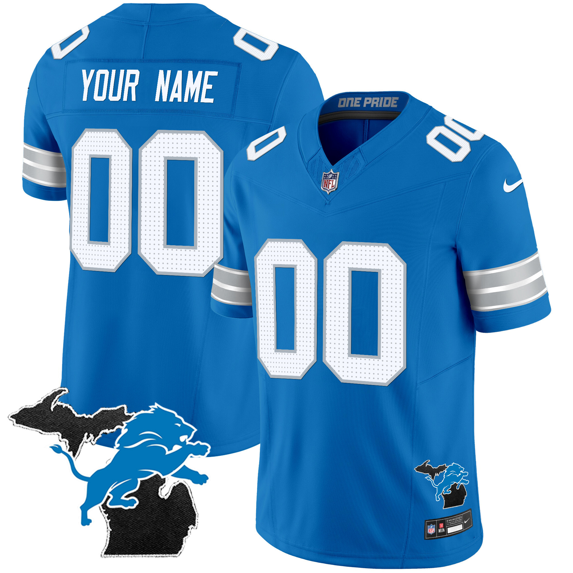 Detroit Lions 2024 Michigan Patch Vapor Limited Custom Jersey - All Stitched - Image 4