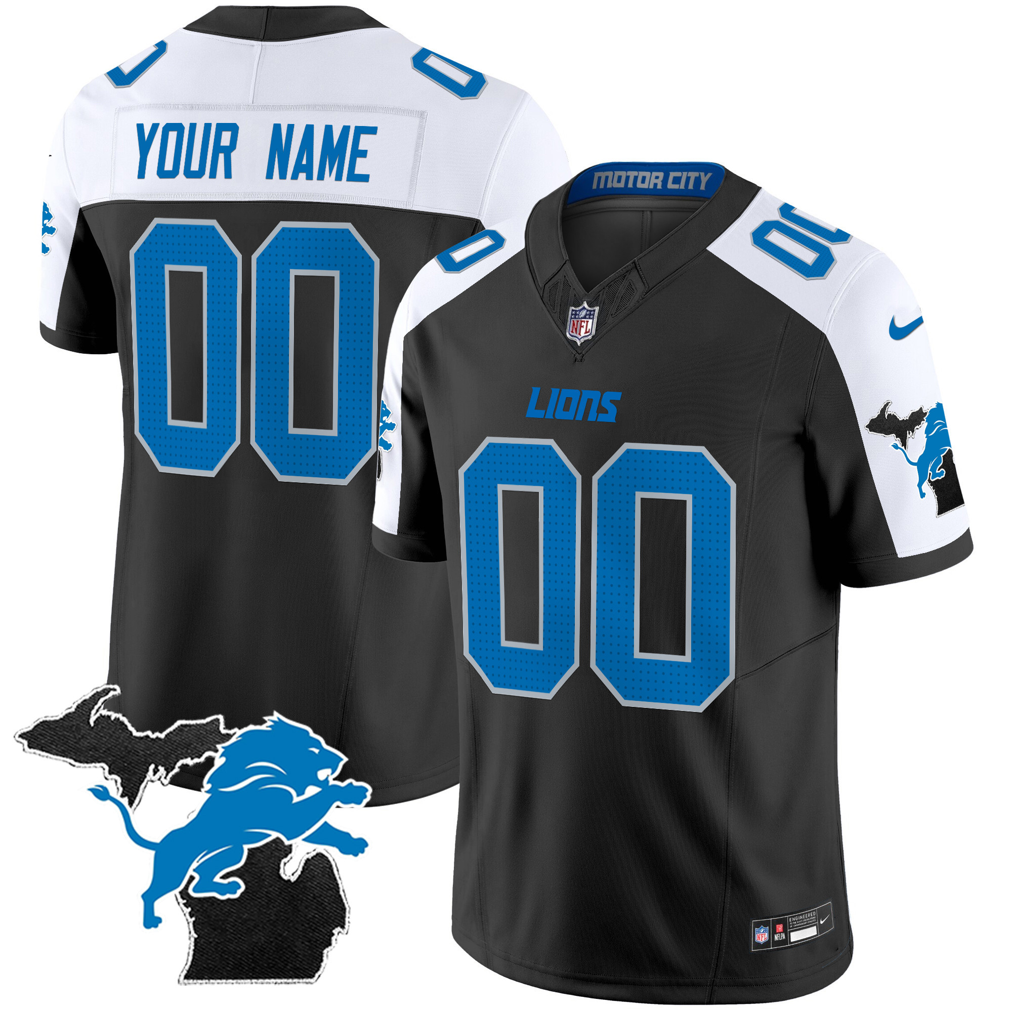 Detroit Lions 2024 Michigan Patch Vapor Limited Custom Jersey - All Stitched