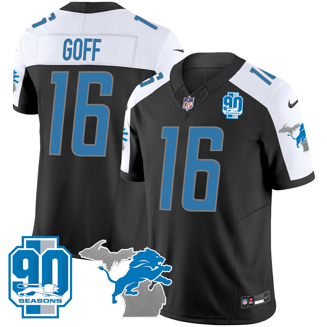 Men's Detroit Lions 90th Year & Michigan Patch Vapor Jersey - All Stitched - Image 2