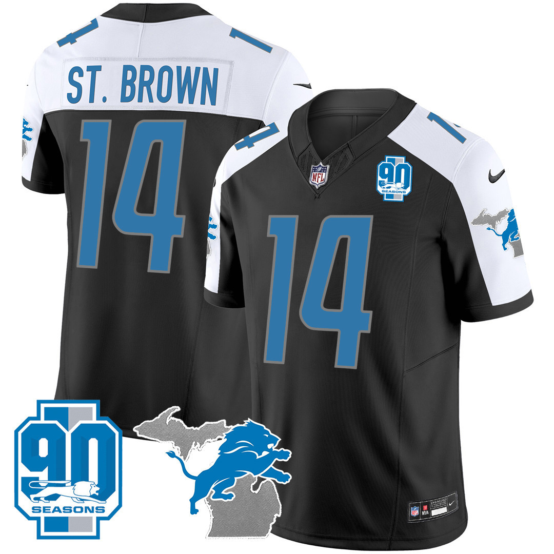 Men's Detroit Lions 90th Year & Michigan Patch Vapor Jersey - All Stitched - Image 3