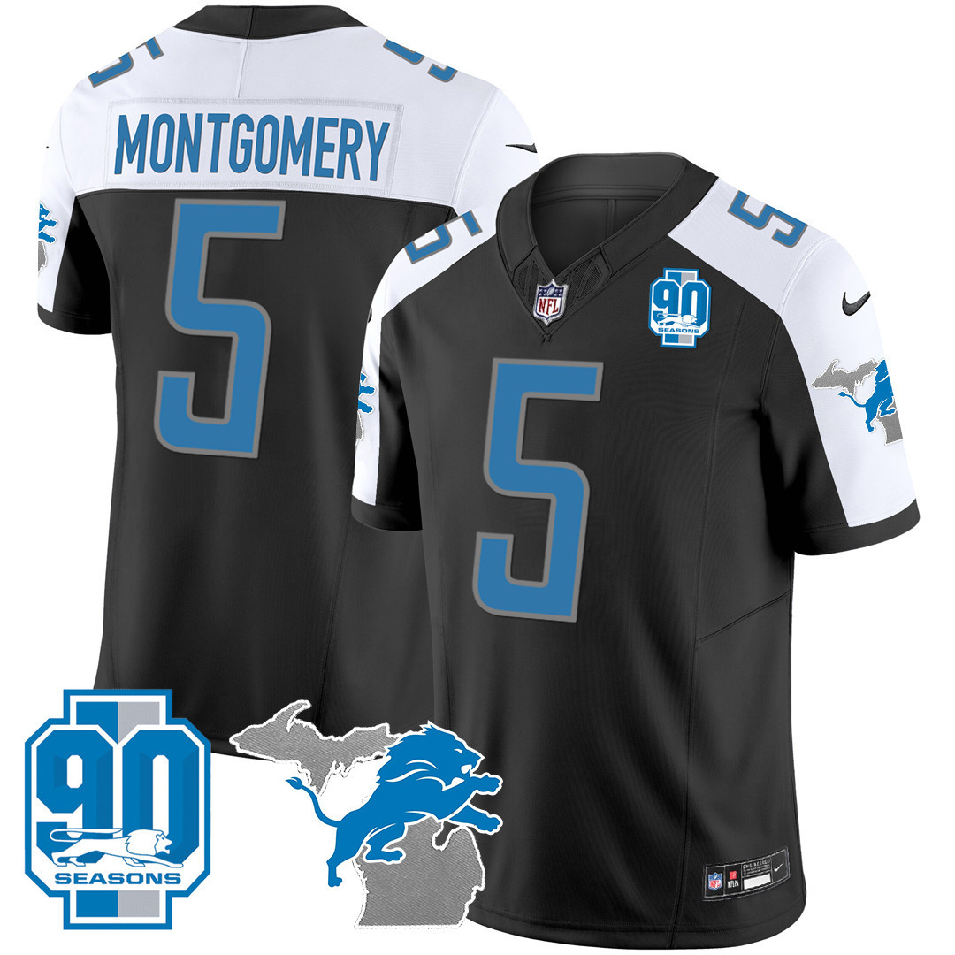 Men's Detroit Lions 90th Year & Michigan Patch Vapor Jersey - All Stitched - Image 4