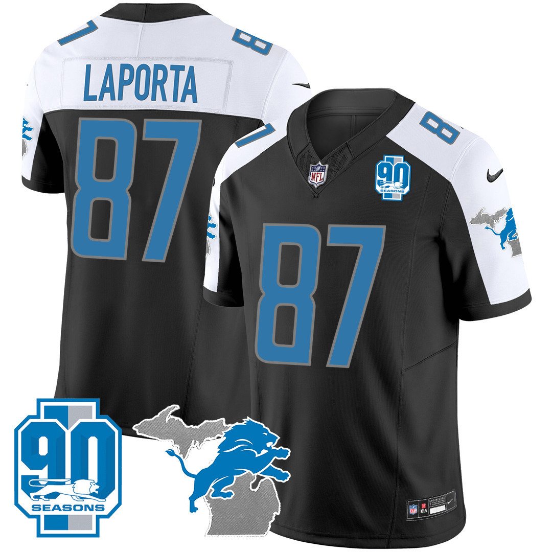 Men's Detroit Lions 90th Year & Michigan Patch Vapor Jersey - All Stitched - Image 6