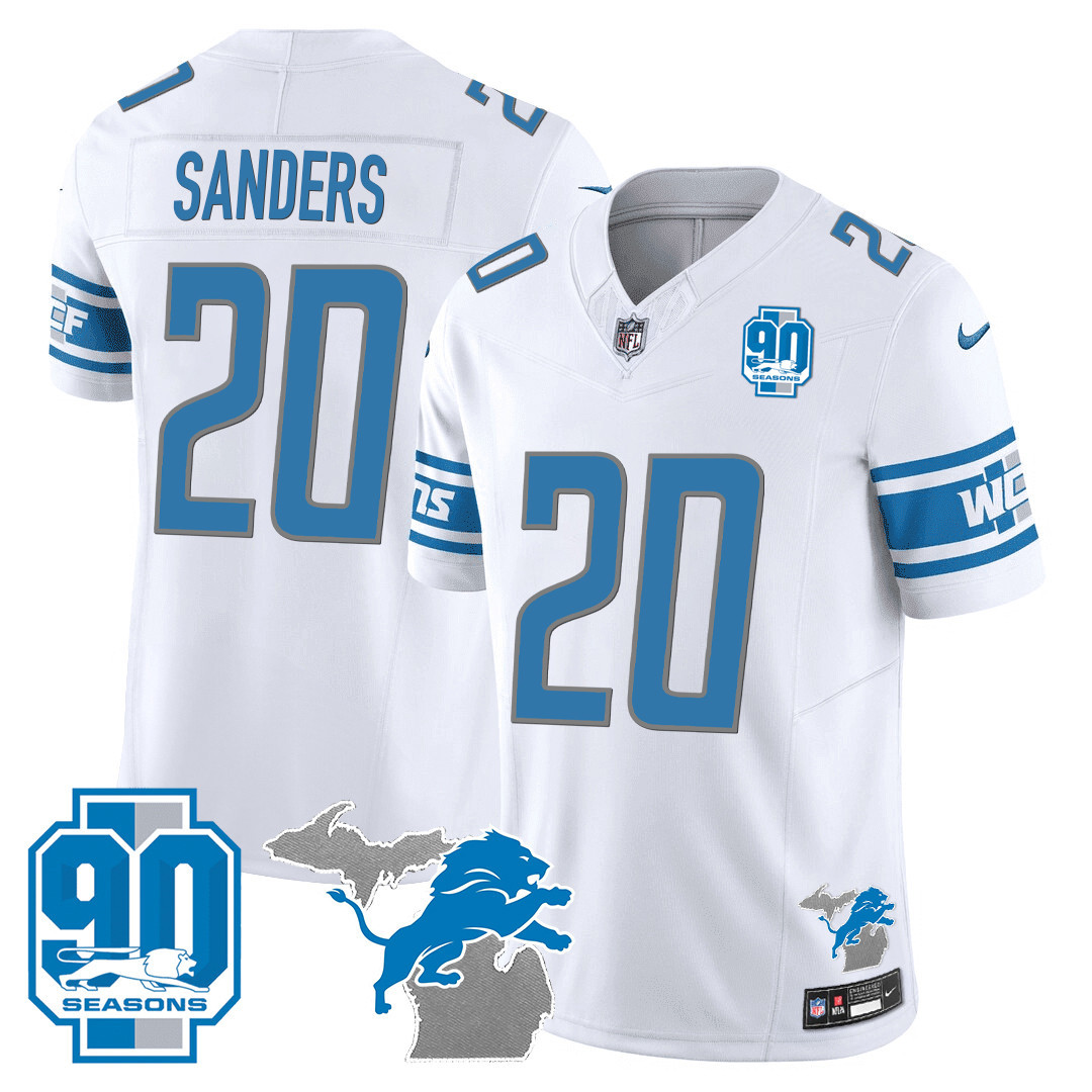 Men's Detroit Lions 90th Year & Michigan Patch Vapor Jersey - All Stitched - Image 23