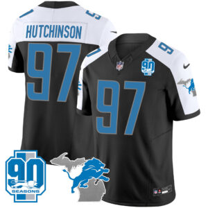Men's Detroit Lions 90th Year & Michigan Patch Vapor Jersey - All Stitched