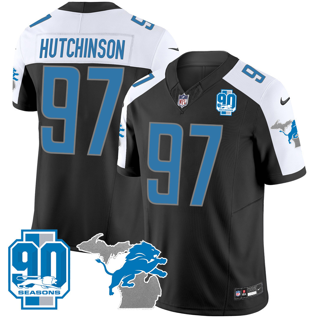 Men's Detroit Lions 90th Year & Michigan Patch Vapor Jersey - All Stitched