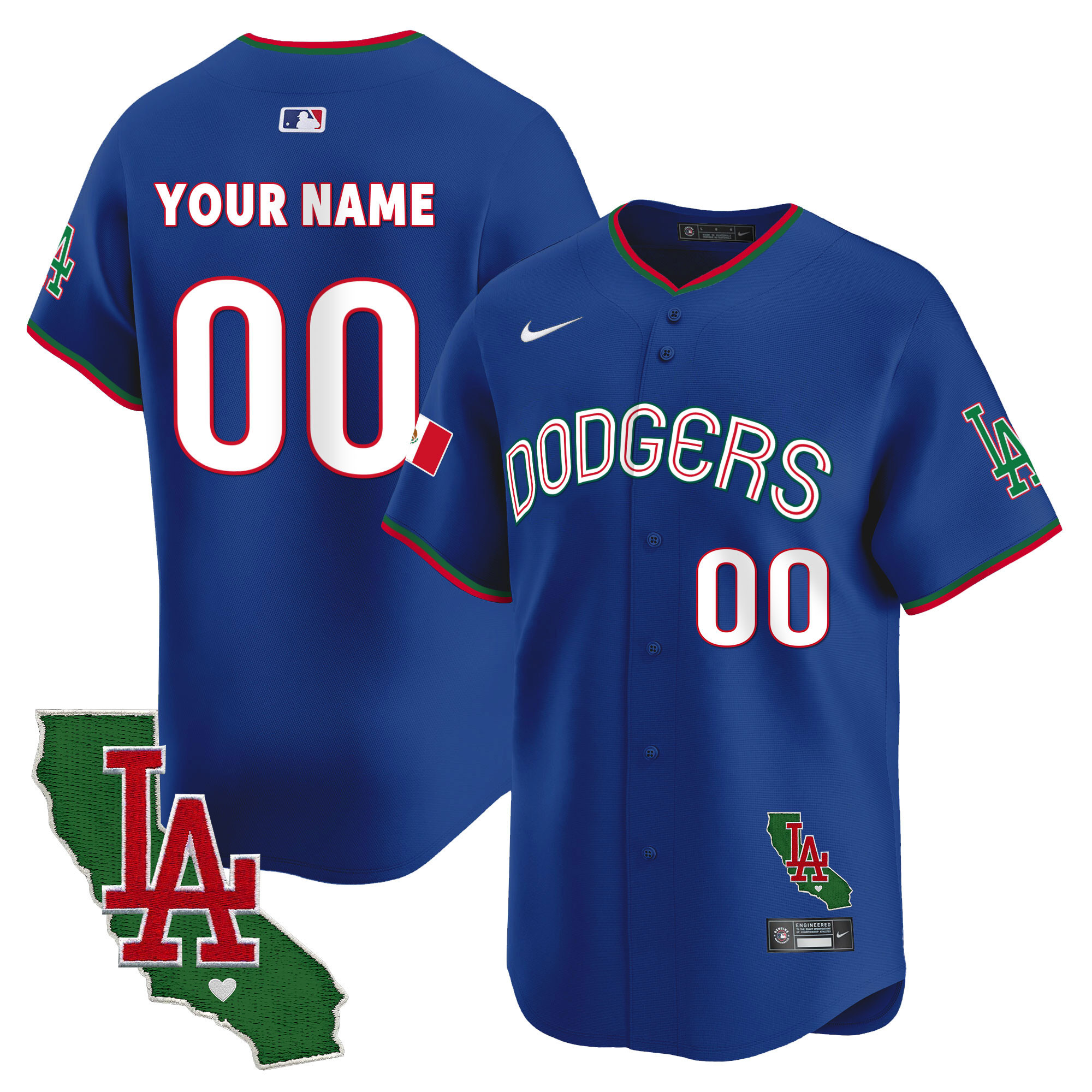 Dodgers Mexico California Patch Vapor Premier Limited Custom Jersey V3 - All Stitched - Image 2