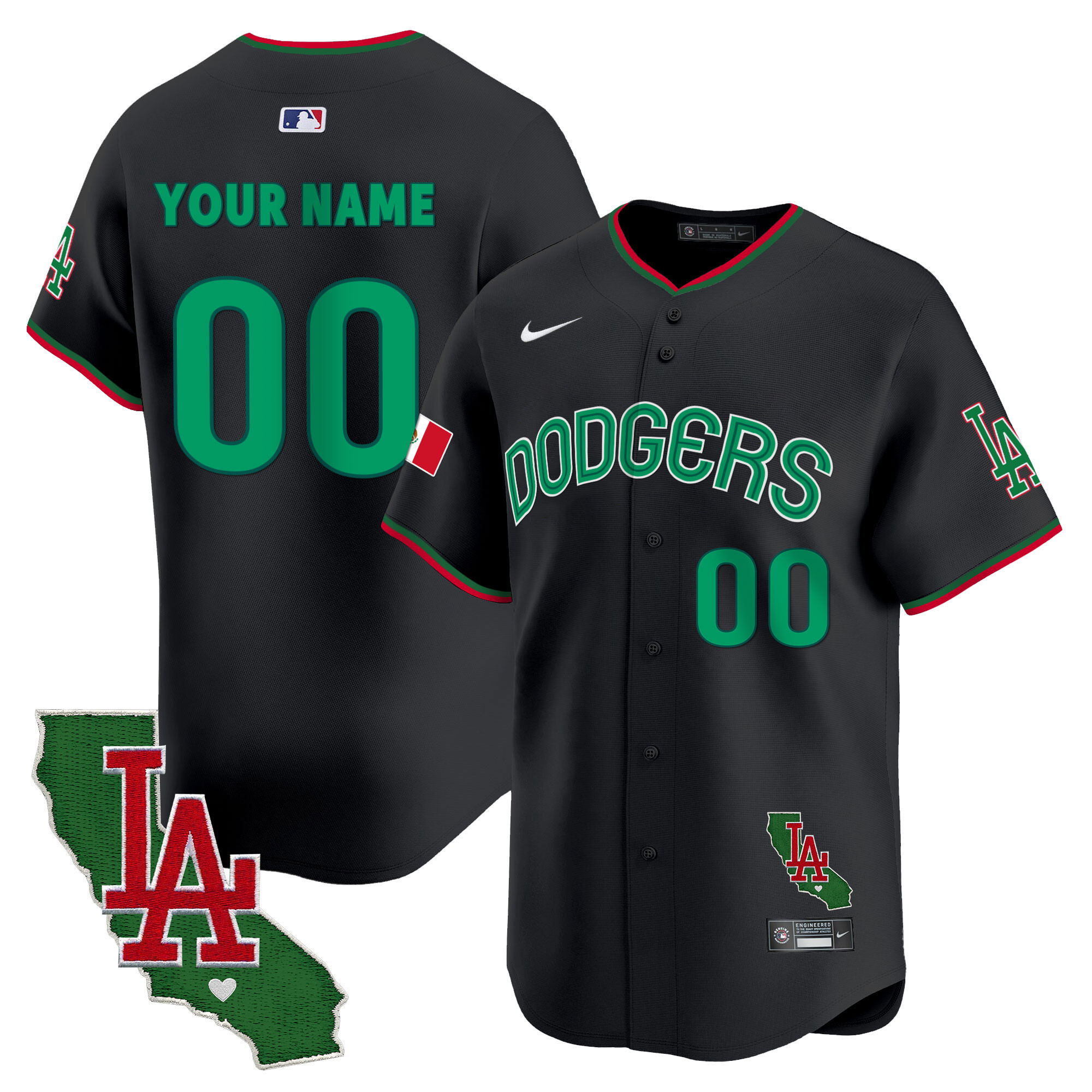 Dodgers Mexico California Patch Vapor Premier Limited Custom Jersey V3 - All Stitched - Image 3