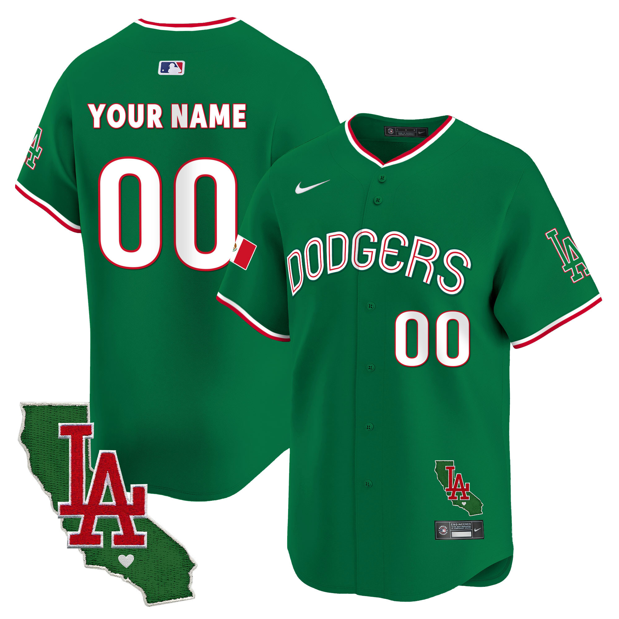 Dodgers Mexico California Patch Vapor Premier Limited Custom Jersey V3 - All Stitched - Image 5