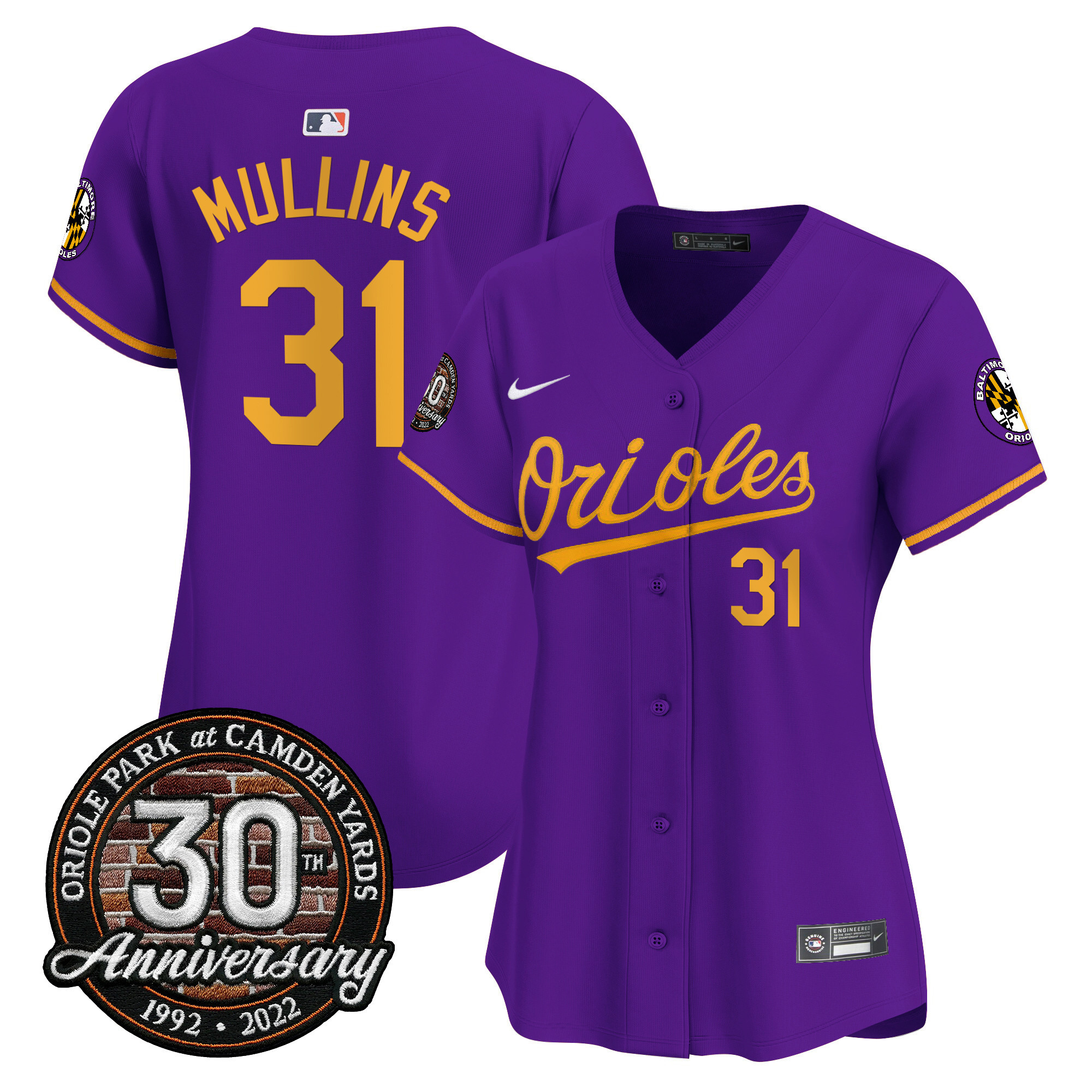 Women’s Orioles Camden Yards 30th Anniversary Patch Vapor Premier Limited Jersey – All Stitched - Image 25