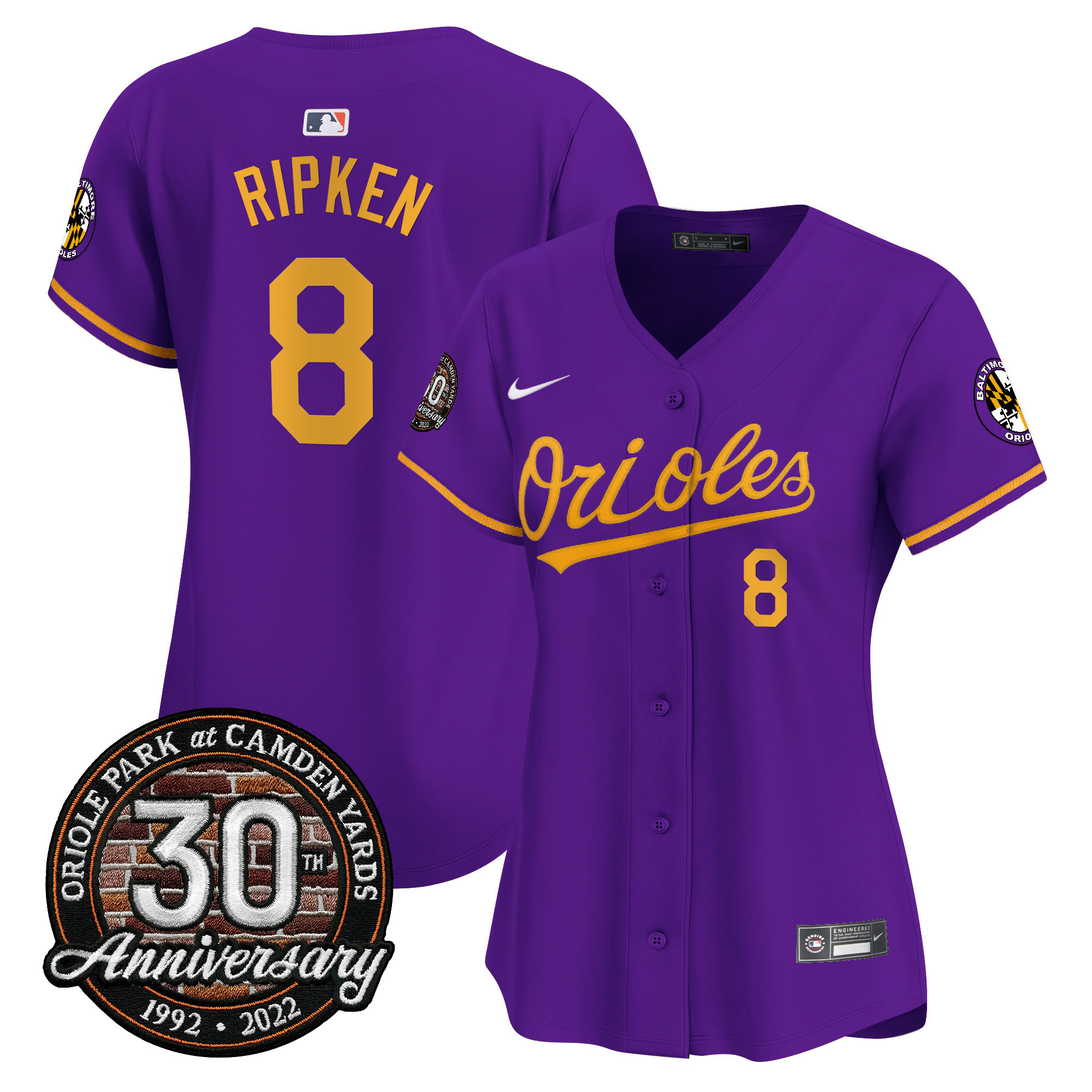 Women’s Orioles Camden Yards 30th Anniversary Patch Vapor Premier Limited Jersey – All Stitched - Image 27