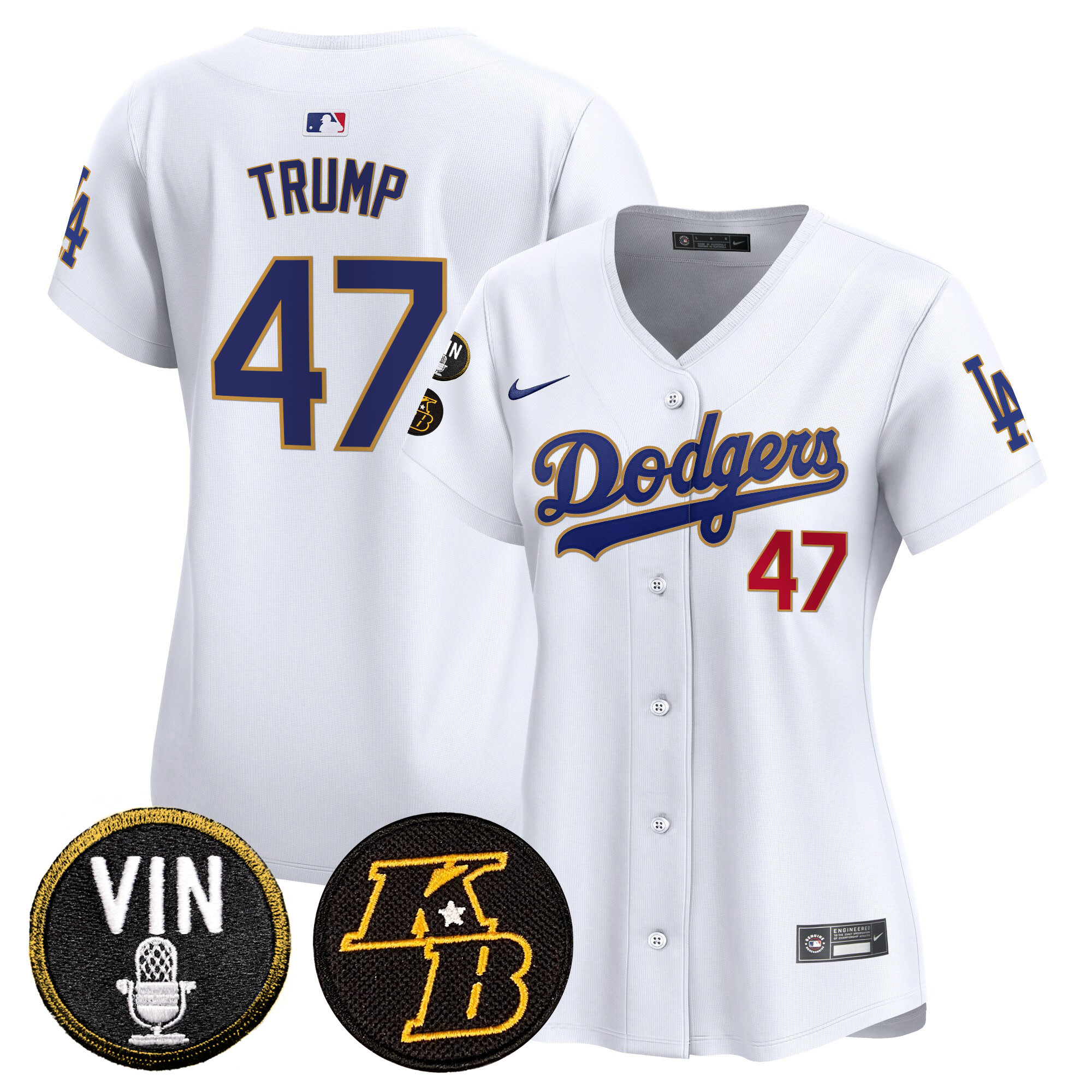 Women's Dodgers Vin & Kobe Patch Gold Trim Vapor Premier Limited Jersey - All Stitched - Image 25