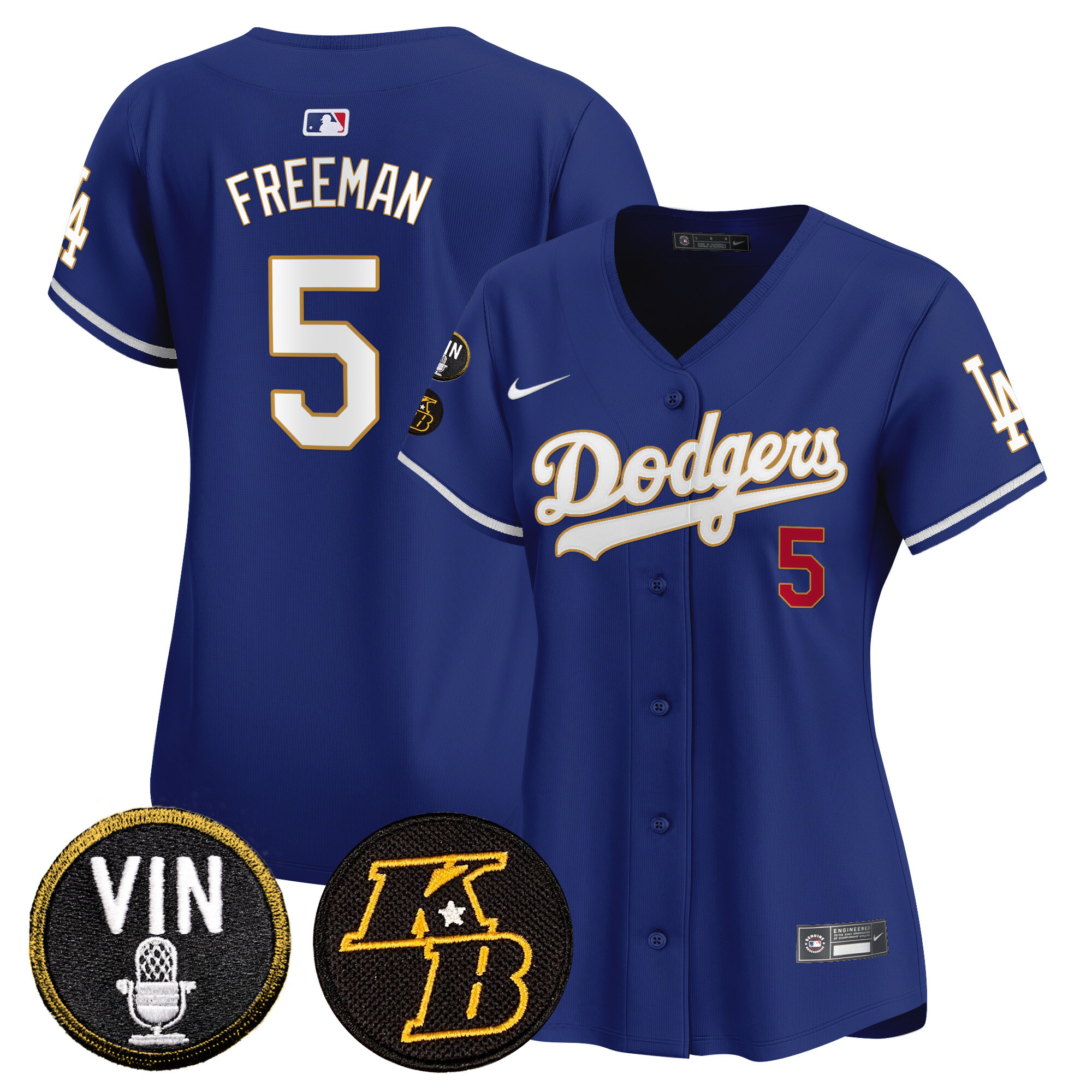 Women's Dodgers Vin & Kobe Patch Gold Trim Vapor Premier Limited Jersey - All Stitched - Image 29