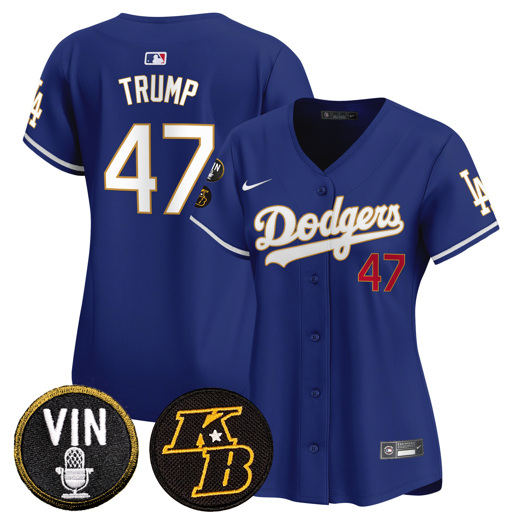 Women's Dodgers Vin & Kobe Patch Gold Trim Vapor Premier Limited Jersey - All Stitched - Image 34