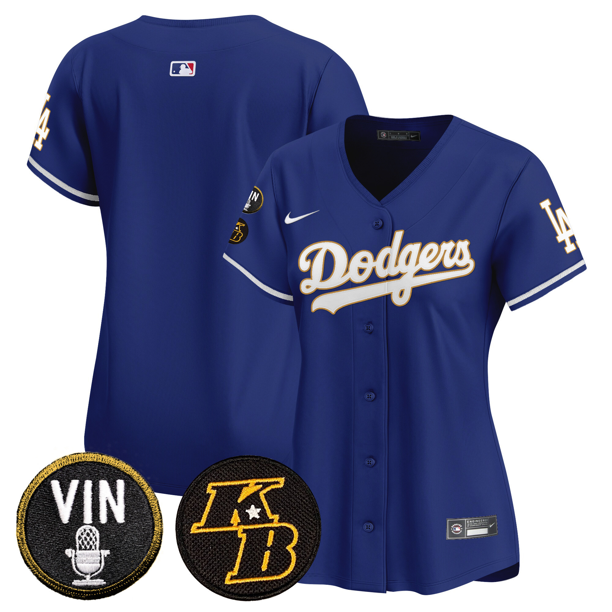 Women's Dodgers Vin & Kobe Patch Gold Trim Vapor Premier Limited Jersey - All Stitched - Image 36