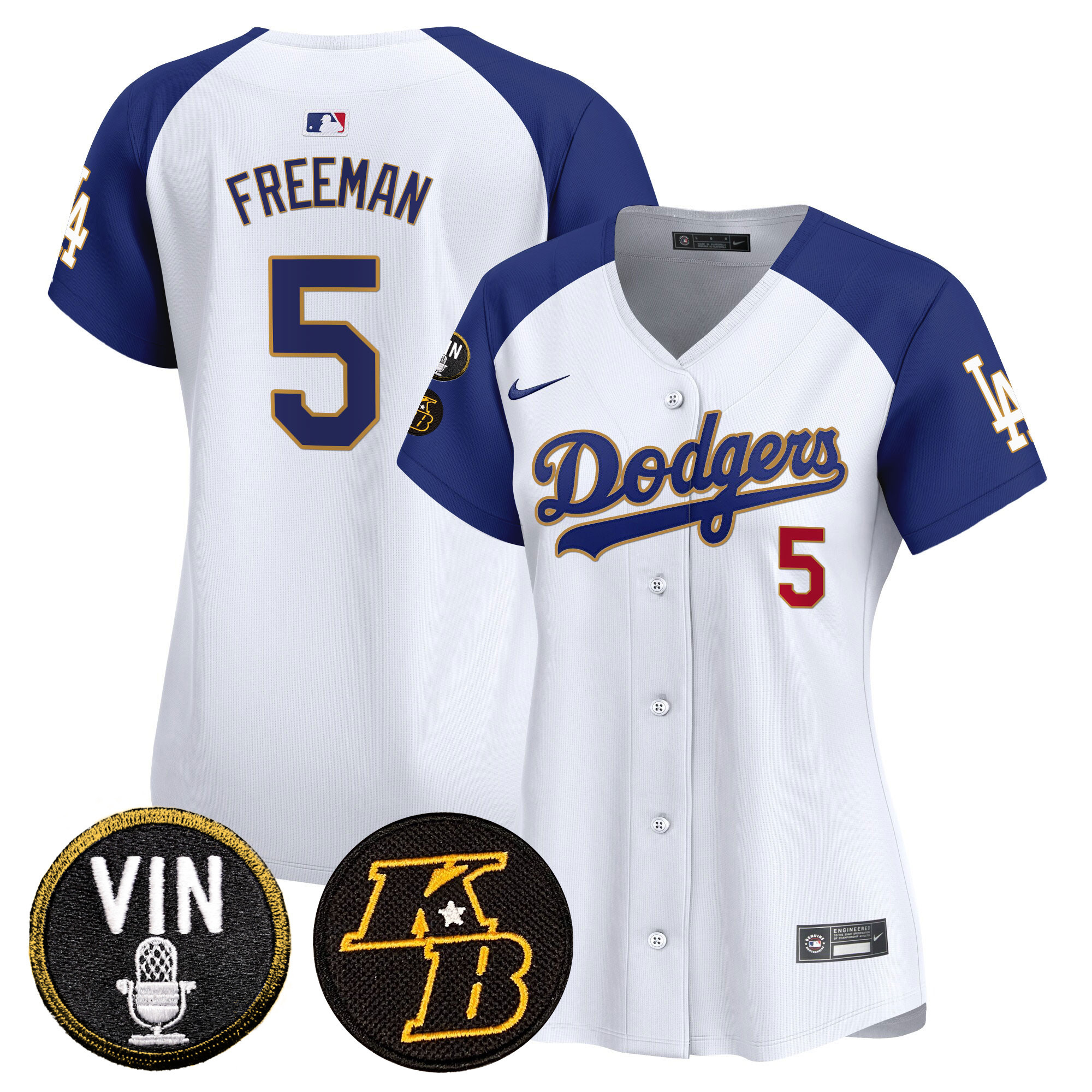 Women's Dodgers Vin & Kobe Patch Gold Trim Vapor Premier Limited Jersey - All Stitched - Image 38