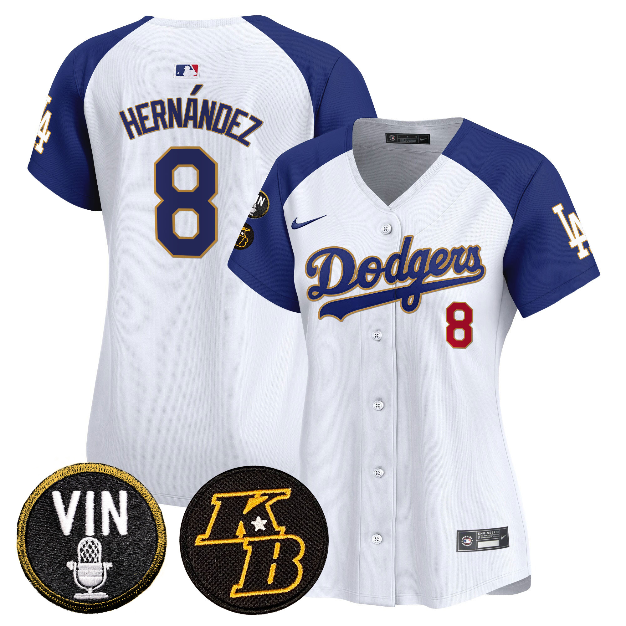 Women's Dodgers Vin & Kobe Patch Gold Trim Vapor Premier Limited Jersey - All Stitched - Image 42
