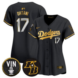 Women's Dodgers Vin & Kobe Patch Gold Trim Vapor Premier Limited Jersey - All Stitched