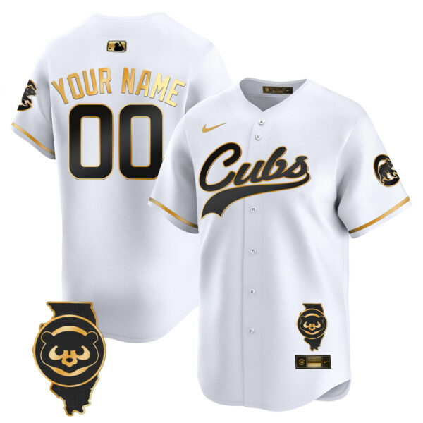 Chicago Cubs Illinois Patch Vapor Premier Limited Custom Jersey - All Stitched - Image 2