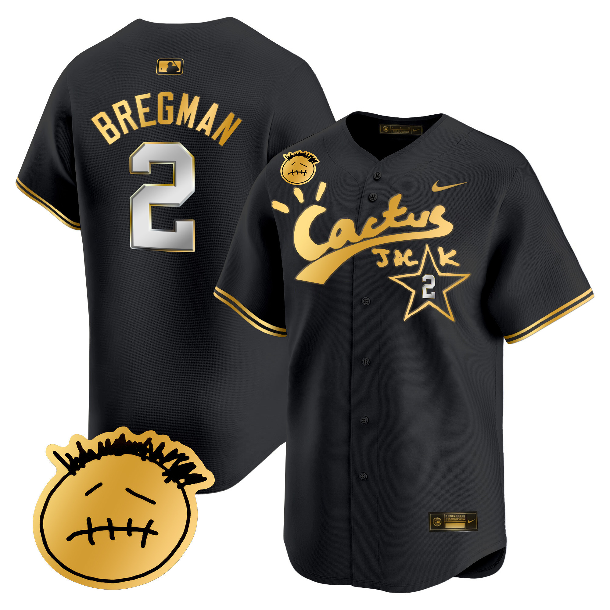 Men's Houston Astros Cactus Jack Patch Vapor Premier Limited Jersey V5 - Stitched - Image 4