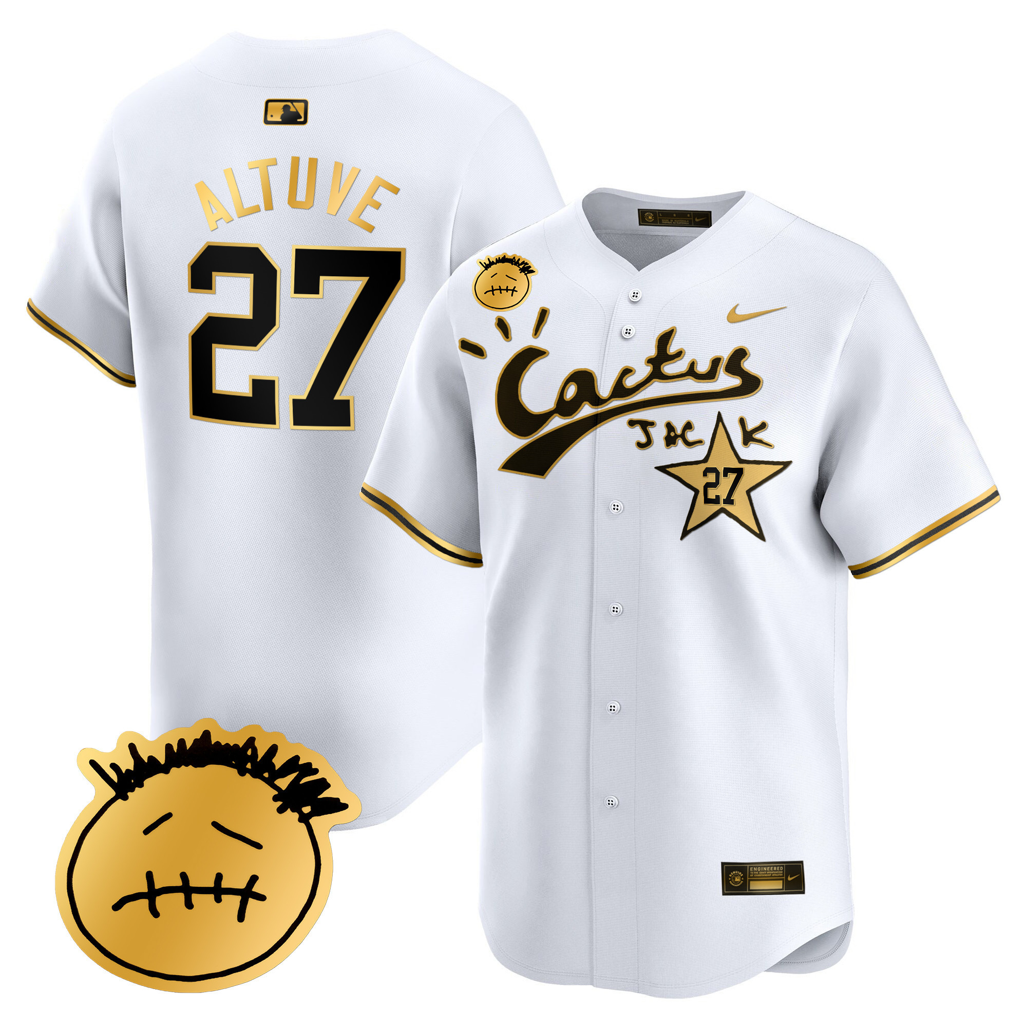 Men's Houston Astros Cactus Jack Patch Vapor Premier Limited Jersey V5 - Stitched - Image 14