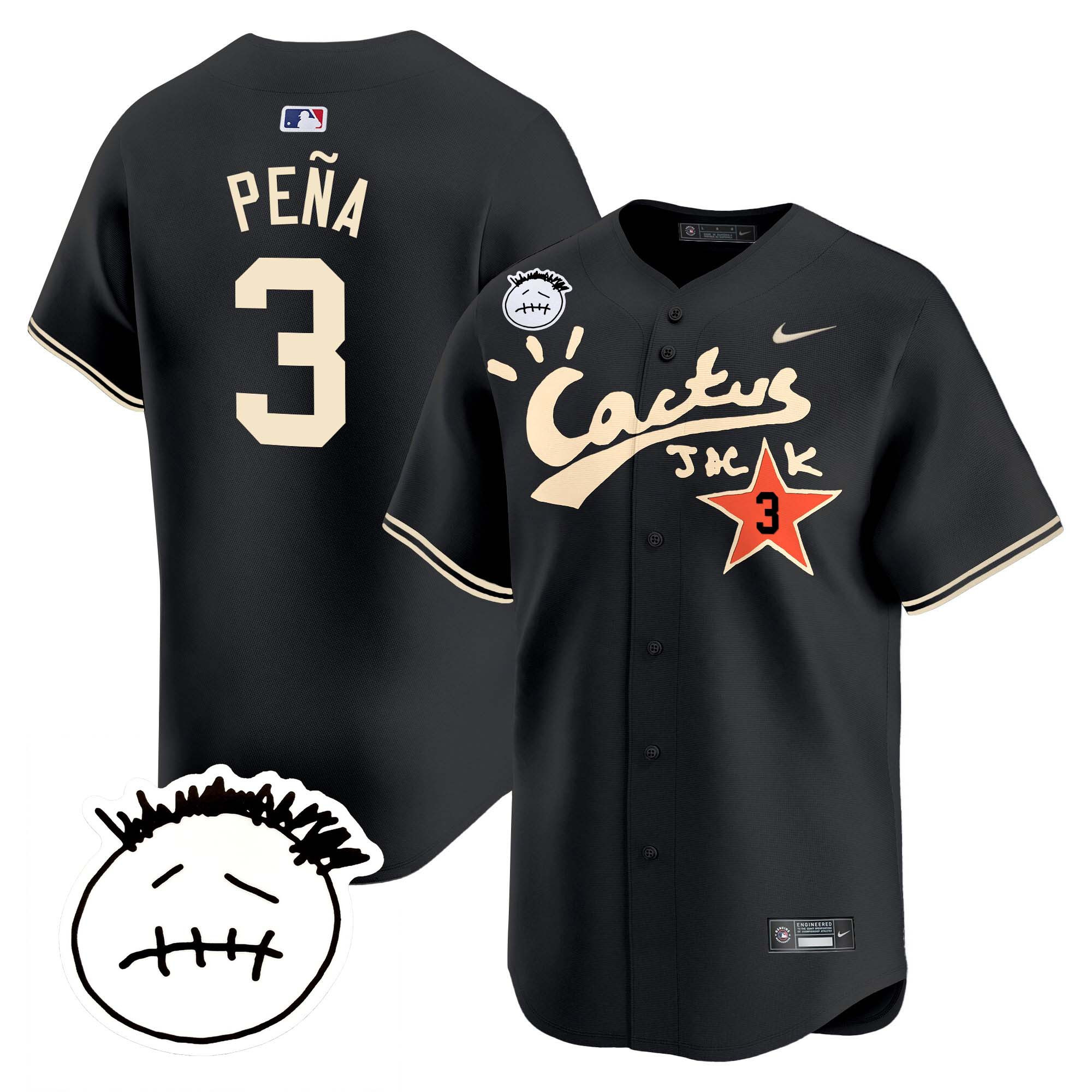 Men's Houston Astros Cactus Jack Patch Vapor Premier Limited Jersey V5 - Stitched - Image 39