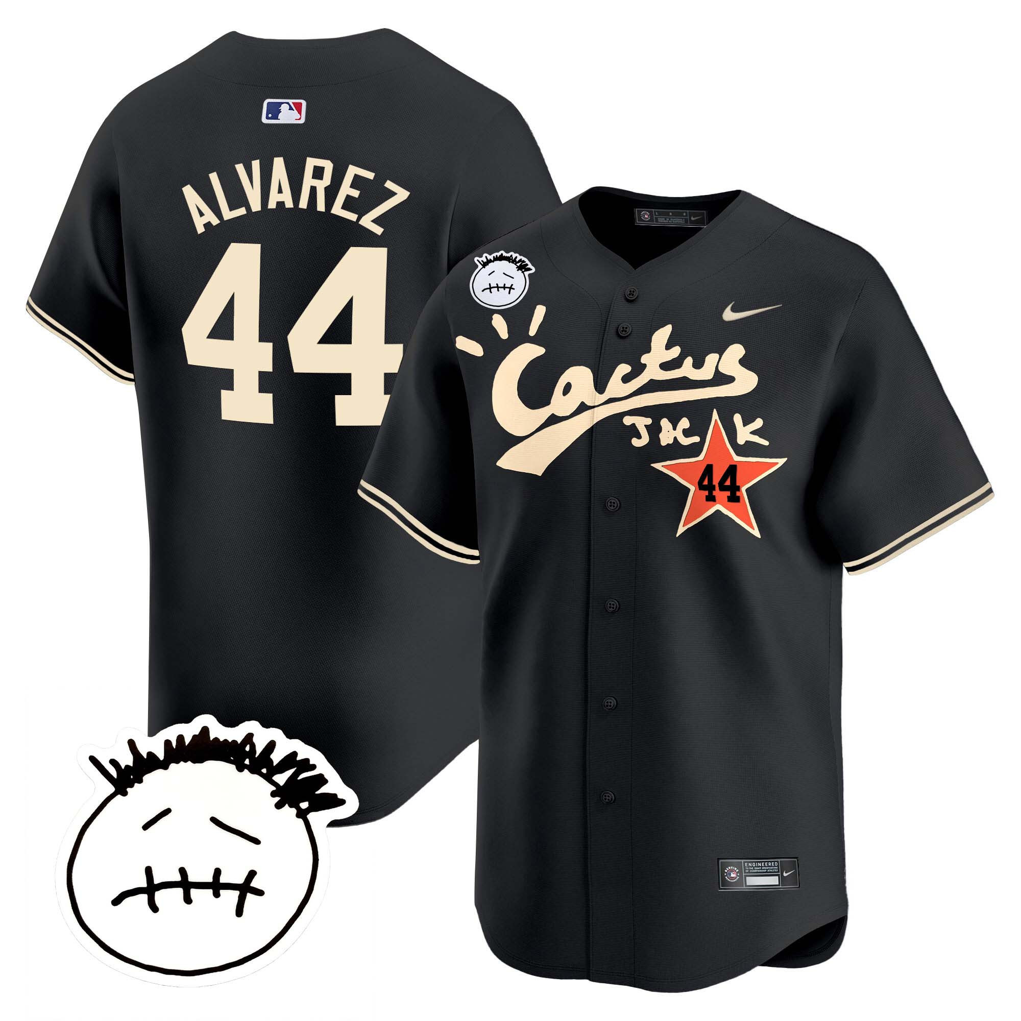 Men's Houston Astros Cactus Jack Patch Vapor Premier Limited Jersey V5 - Stitched - Image 42