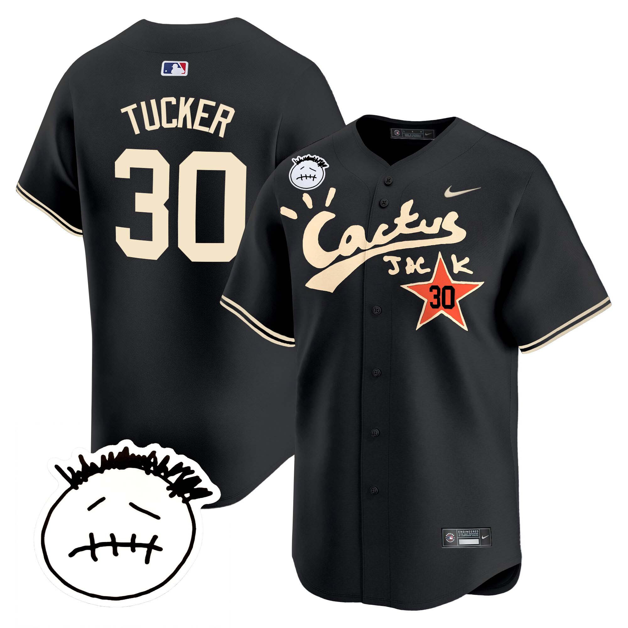 Men's Houston Astros Cactus Jack Patch Vapor Premier Limited Jersey V5 - Stitched - Image 44