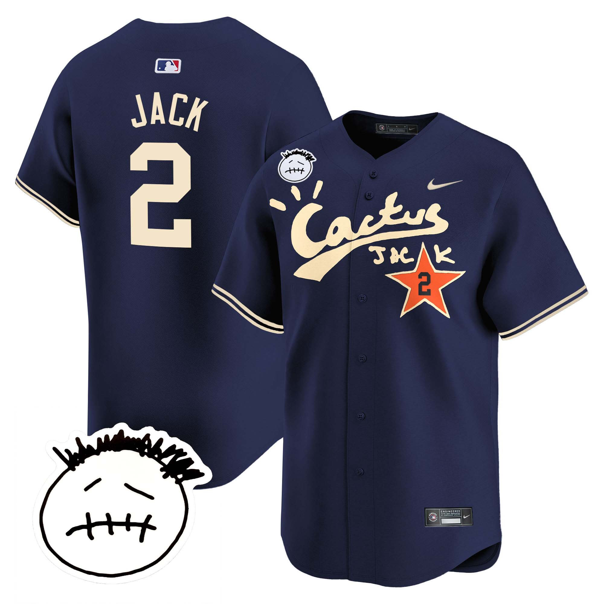 Men's Houston Astros Cactus Jack Patch Vapor Premier Limited Jersey V5 - Stitched - Image 47