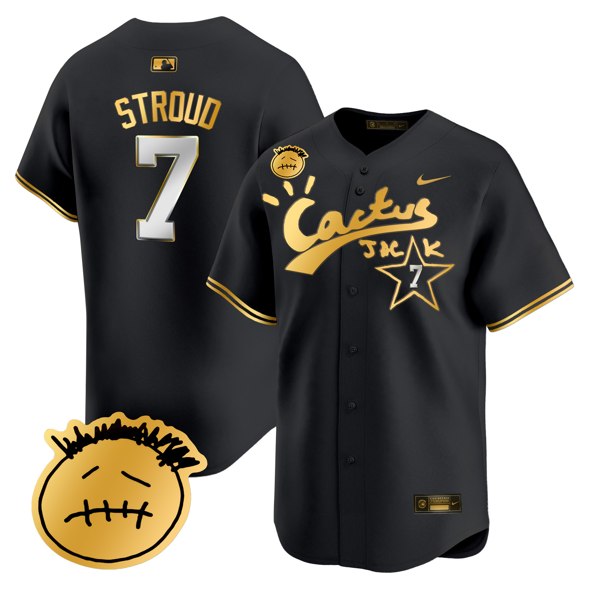 Men's Houston Astros Cactus Jack Patch Vapor Premier Limited Jersey V5 - Stitched