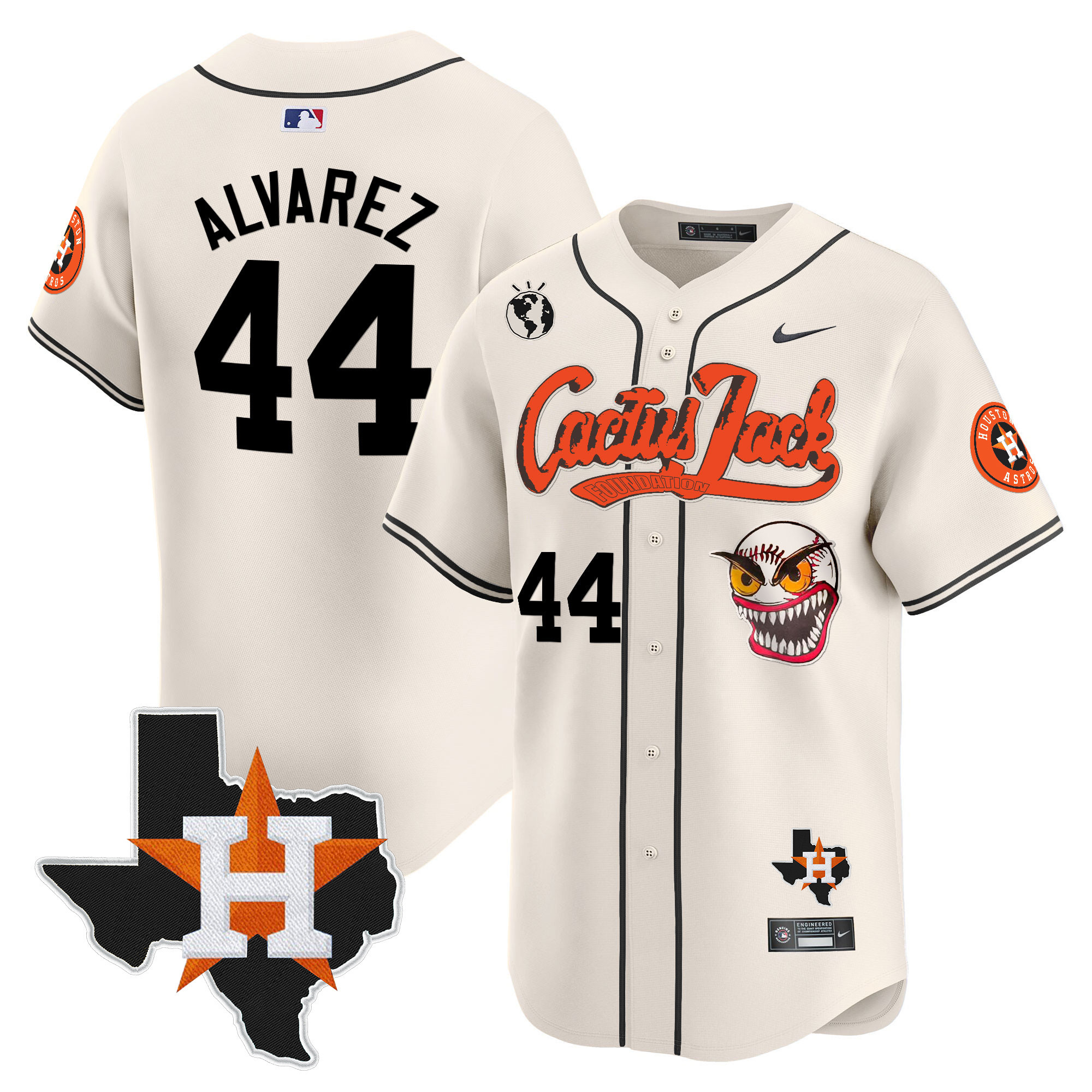 Men's Houston Astros Cactus Jack Patch Vapor Premier Limited Jersey V6 - Stitched - Image 6
