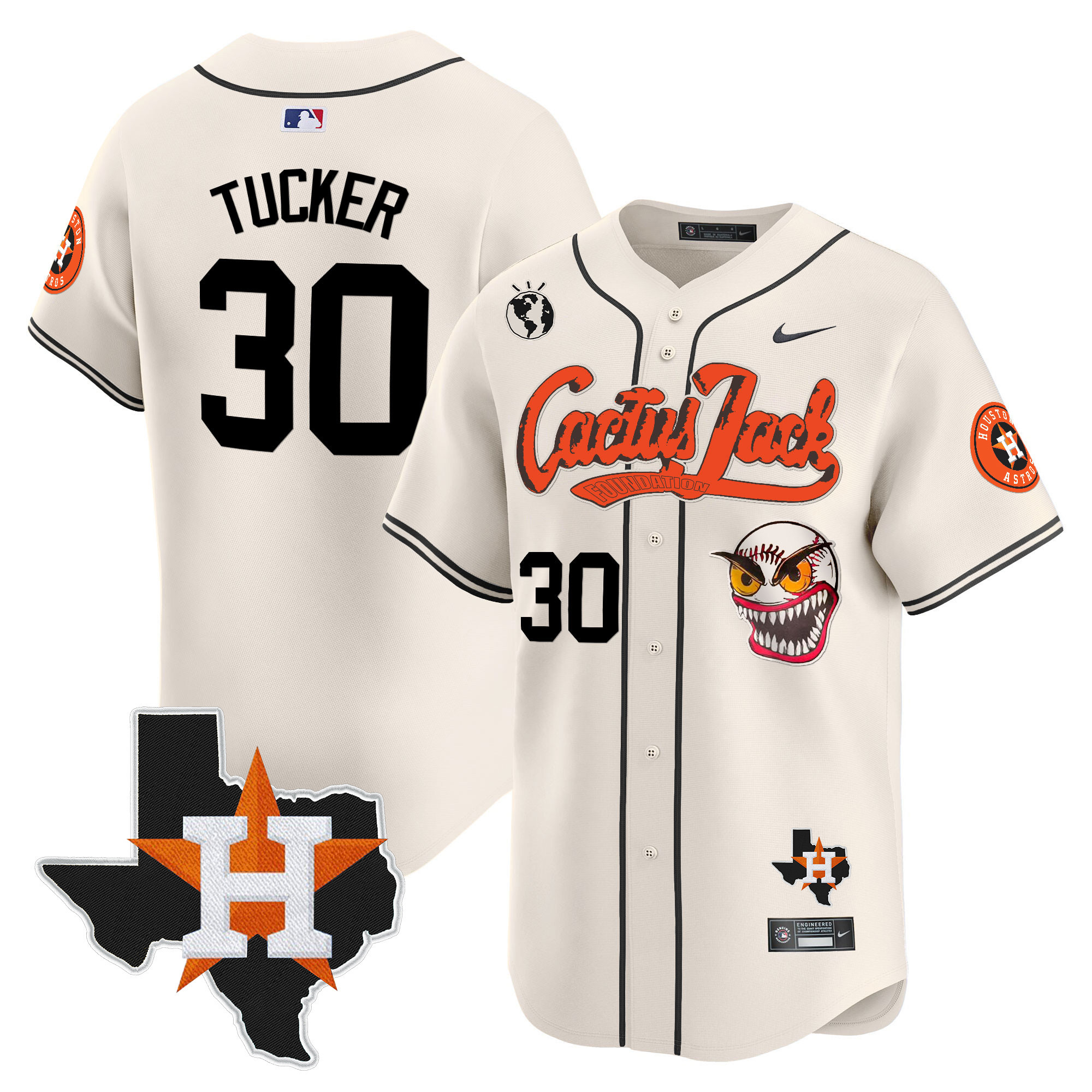 Men's Houston Astros Cactus Jack Patch Vapor Premier Limited Jersey V6 - Stitched - Image 8