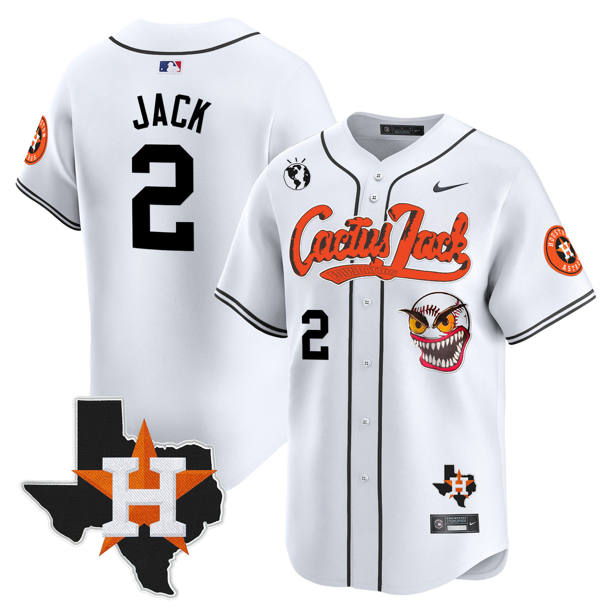 Men's Houston Astros Cactus Jack Patch Vapor Premier Limited Jersey V6 - Stitched - Image 11
