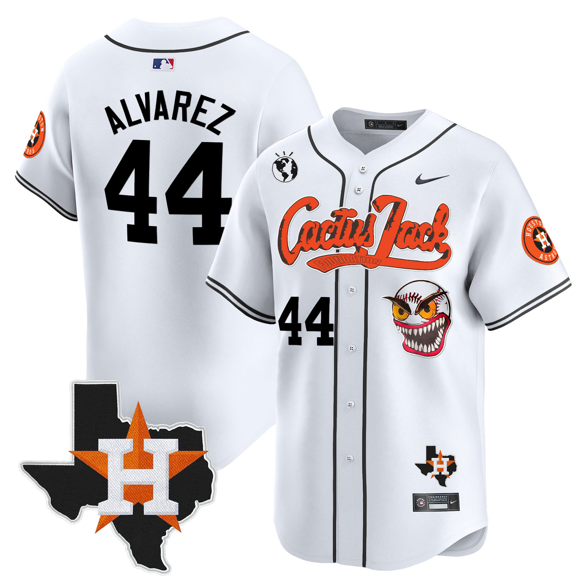 Men's Houston Astros Cactus Jack Patch Vapor Premier Limited Jersey V6 - Stitched - Image 15