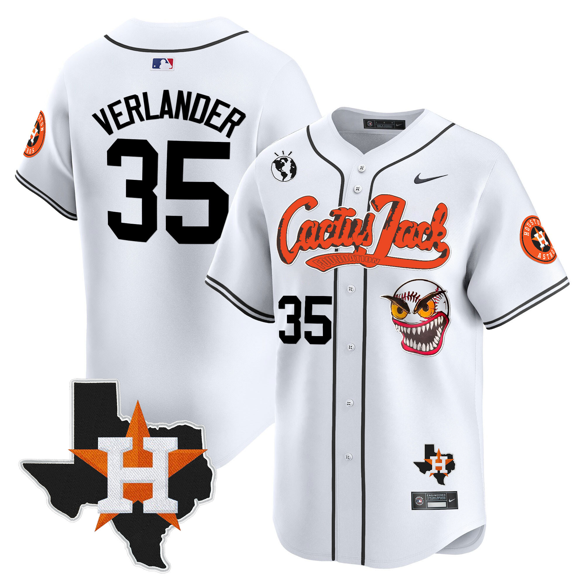 Men's Houston Astros Cactus Jack Patch Vapor Premier Limited Jersey V6 - Stitched - Image 16