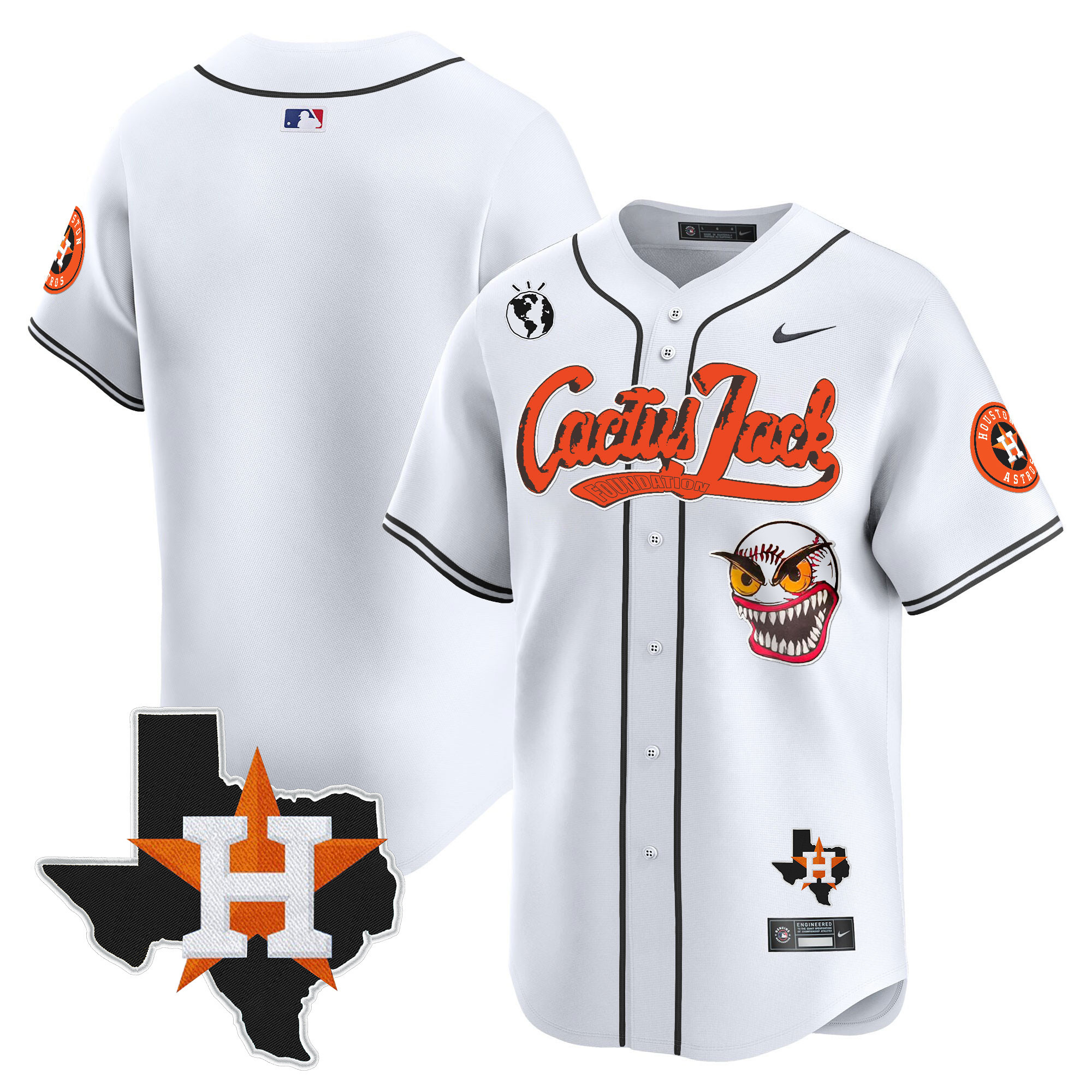 Men's Houston Astros Cactus Jack Patch Vapor Premier Limited Jersey V6 - Stitched - Image 18