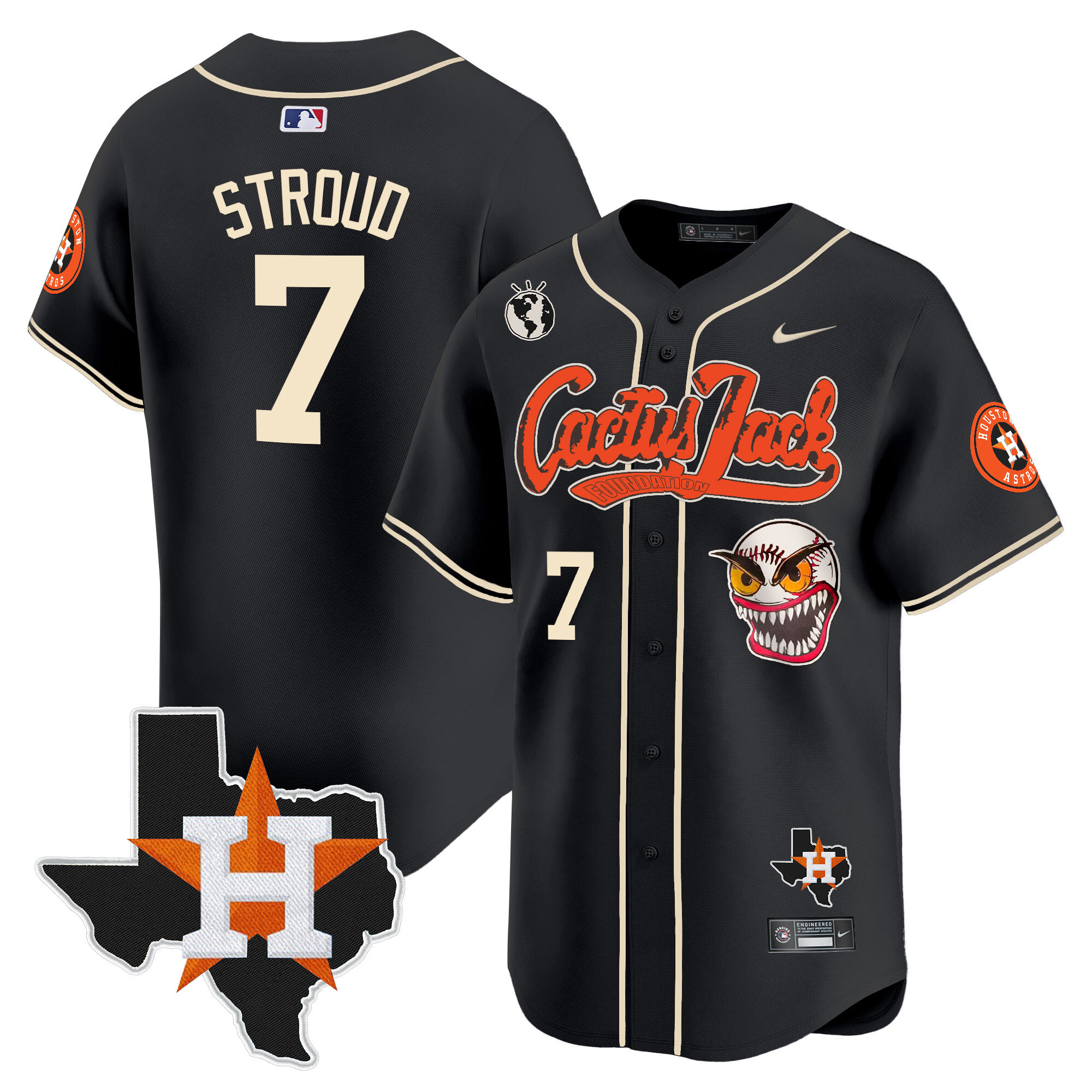 Men's Houston Astros Cactus Jack Patch Vapor Premier Limited Jersey V6 - Stitched - Image 19
