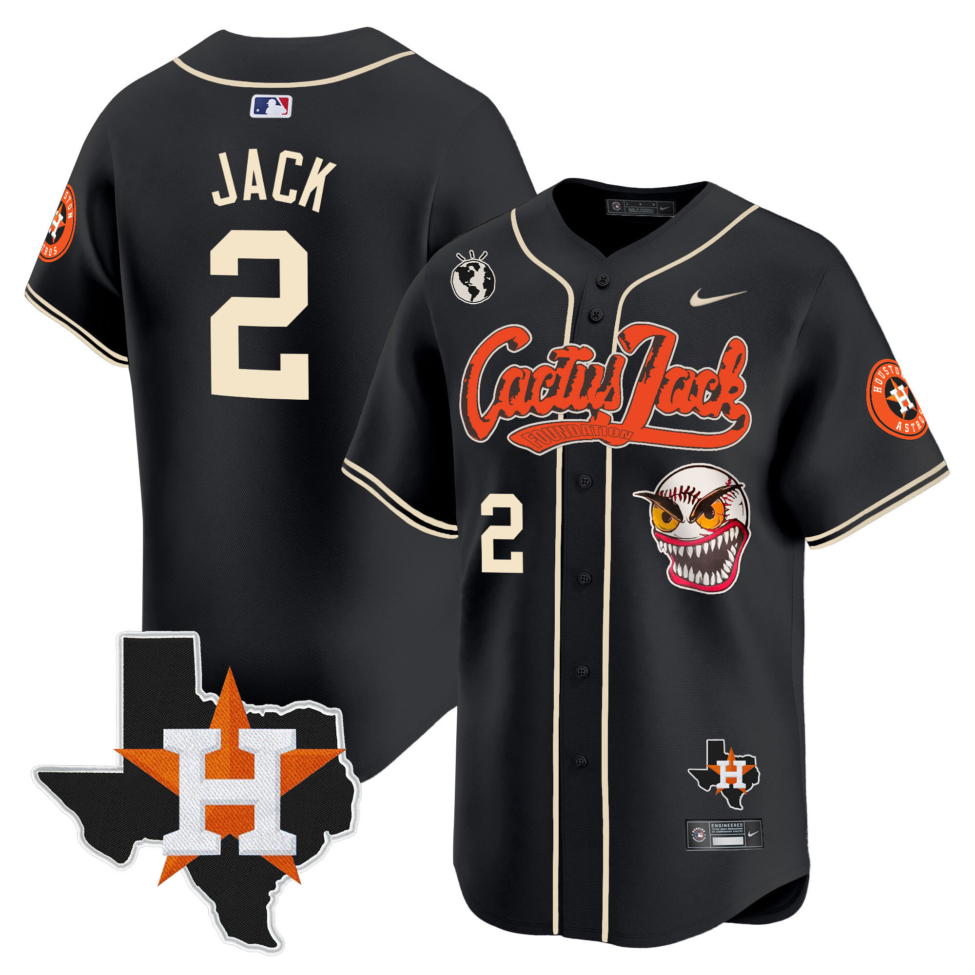 Men's Houston Astros Cactus Jack Patch Vapor Premier Limited Jersey V6 - Stitched - Image 20
