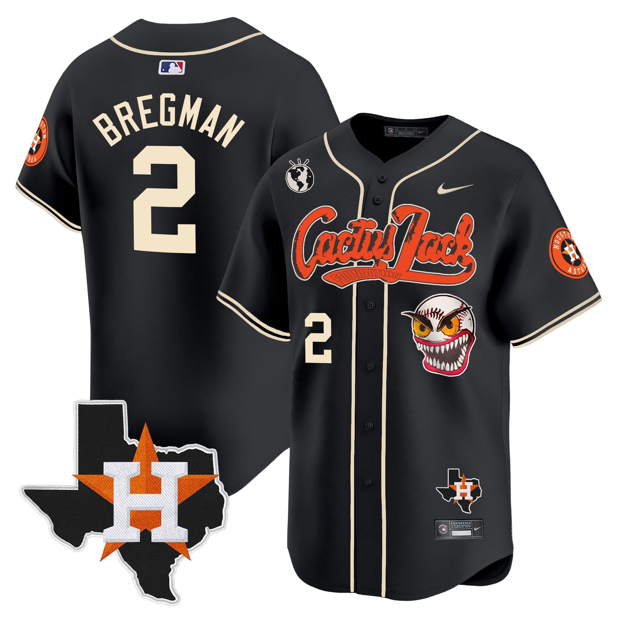 Men's Houston Astros Cactus Jack Patch Vapor Premier Limited Jersey V6 - Stitched - Image 22
