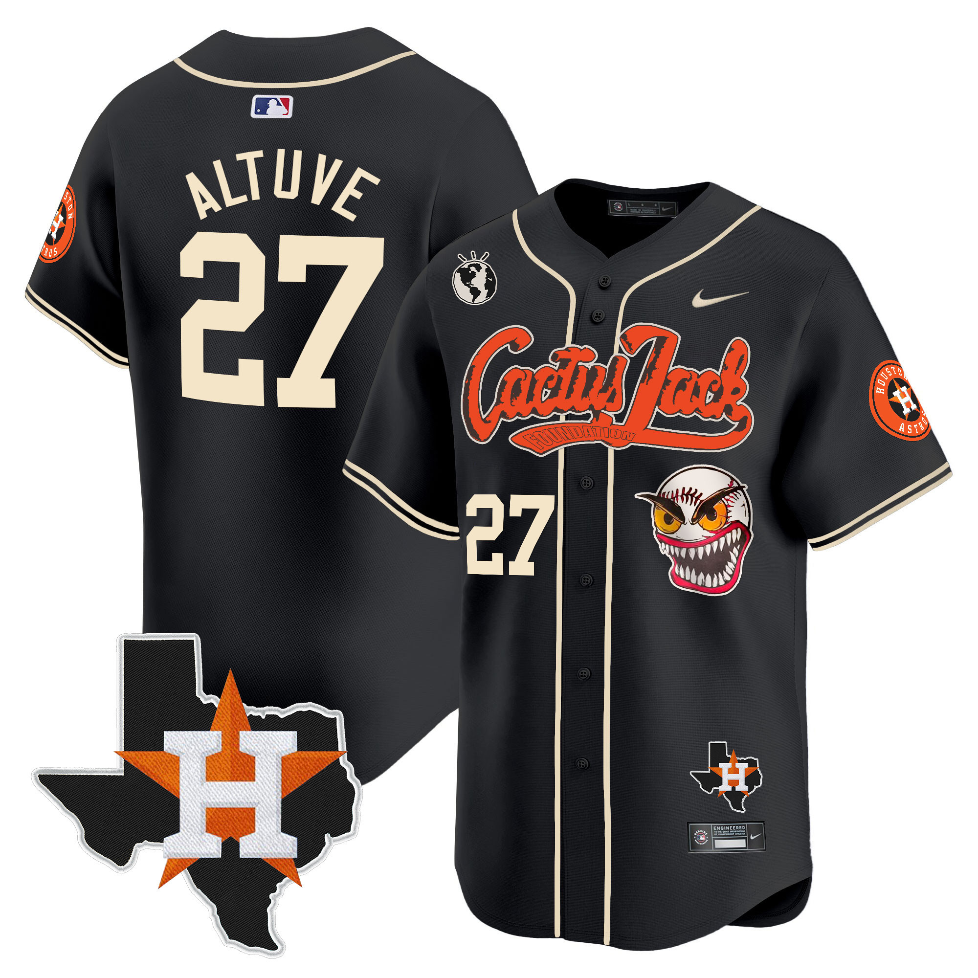 Men's Houston Astros Cactus Jack Patch Vapor Premier Limited Jersey V6 - Stitched - Image 23