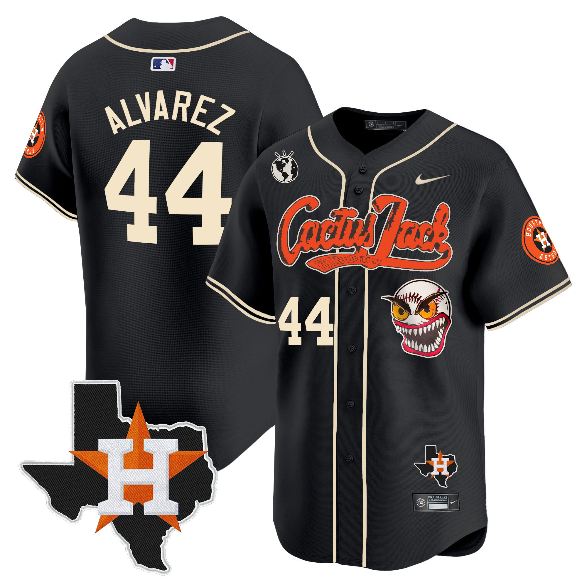 Men's Houston Astros Cactus Jack Patch Vapor Premier Limited Jersey V6 - Stitched - Image 24