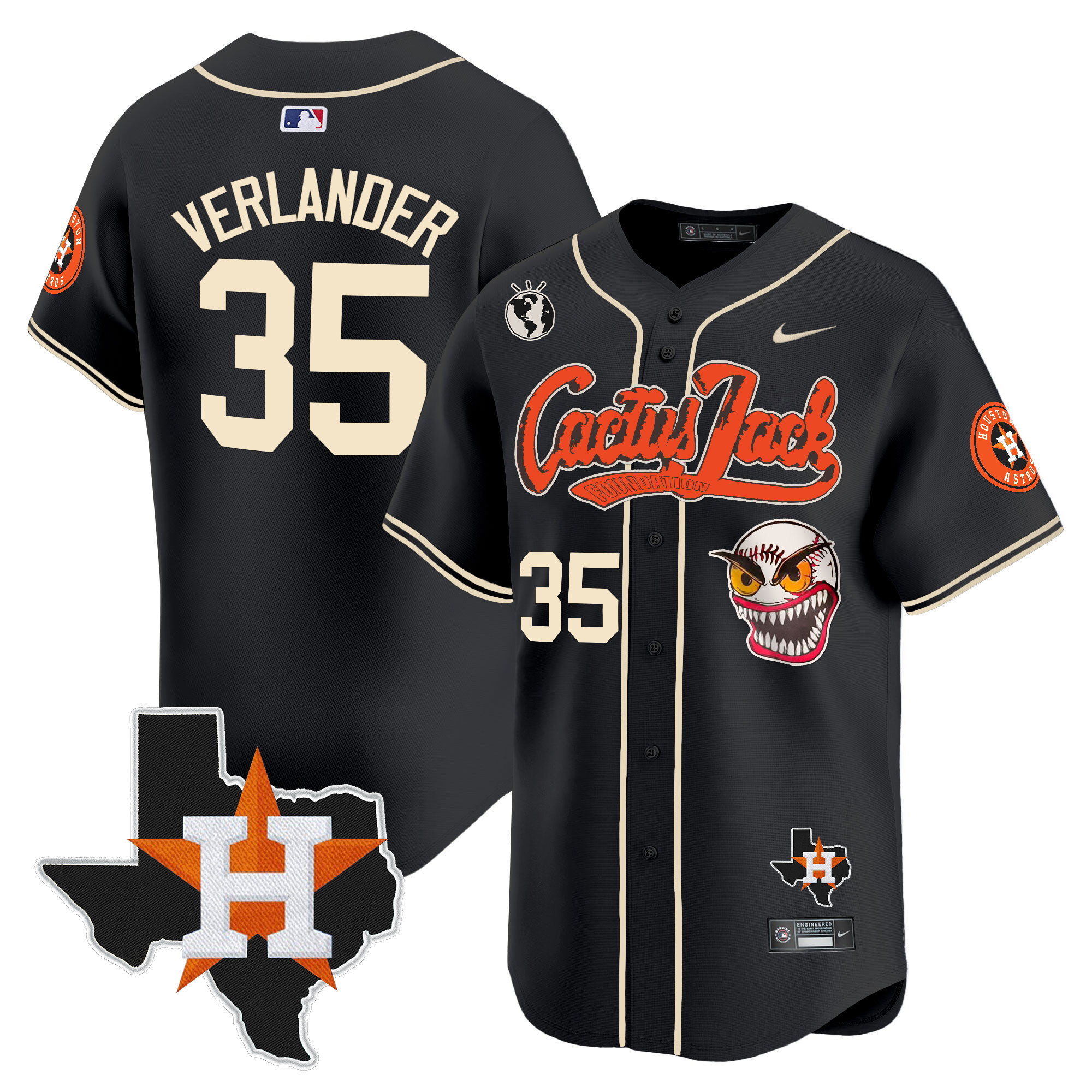 Men's Houston Astros Cactus Jack Patch Vapor Premier Limited Jersey V6 - Stitched - Image 25