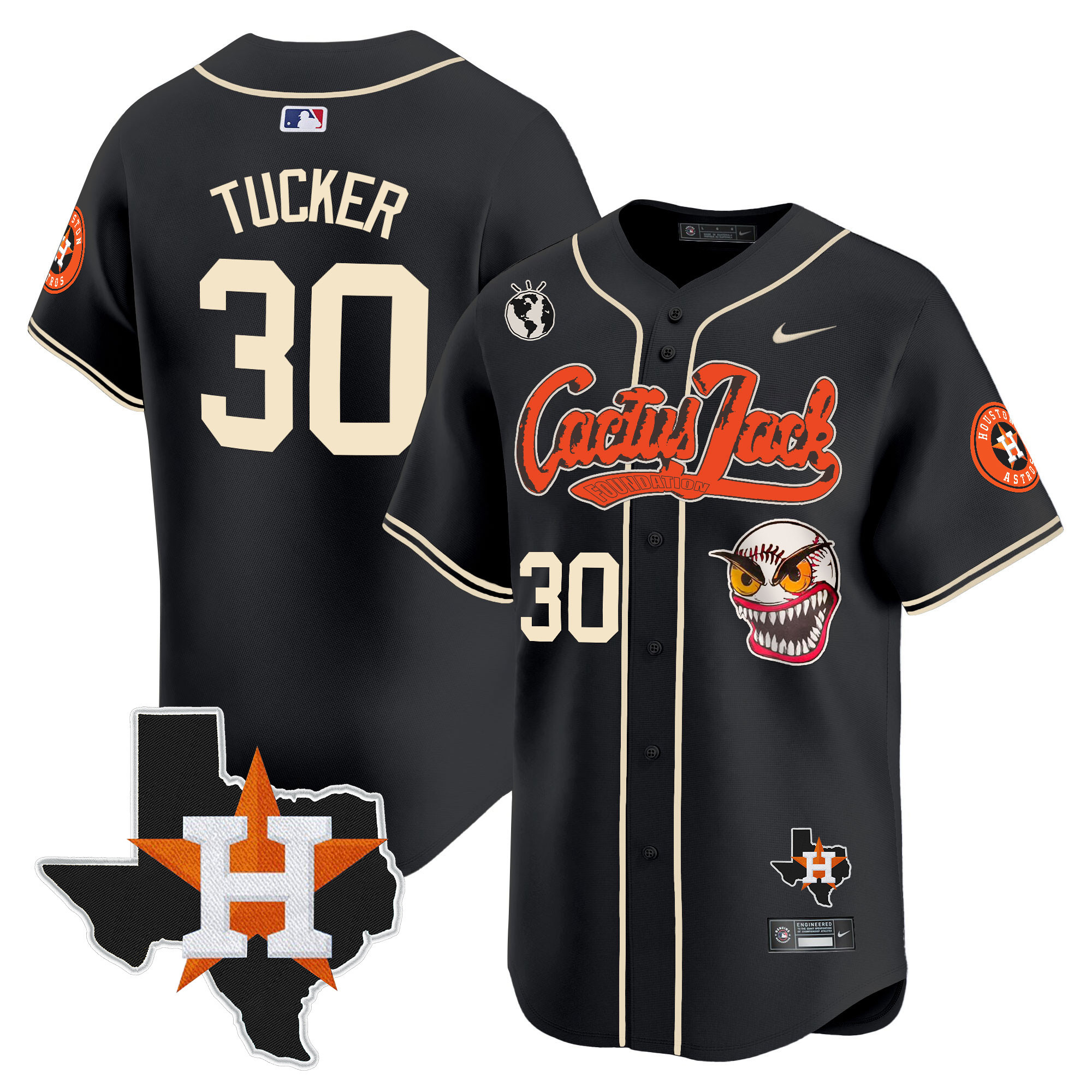 Men's Houston Astros Cactus Jack Patch Vapor Premier Limited Jersey V6 - Stitched - Image 26